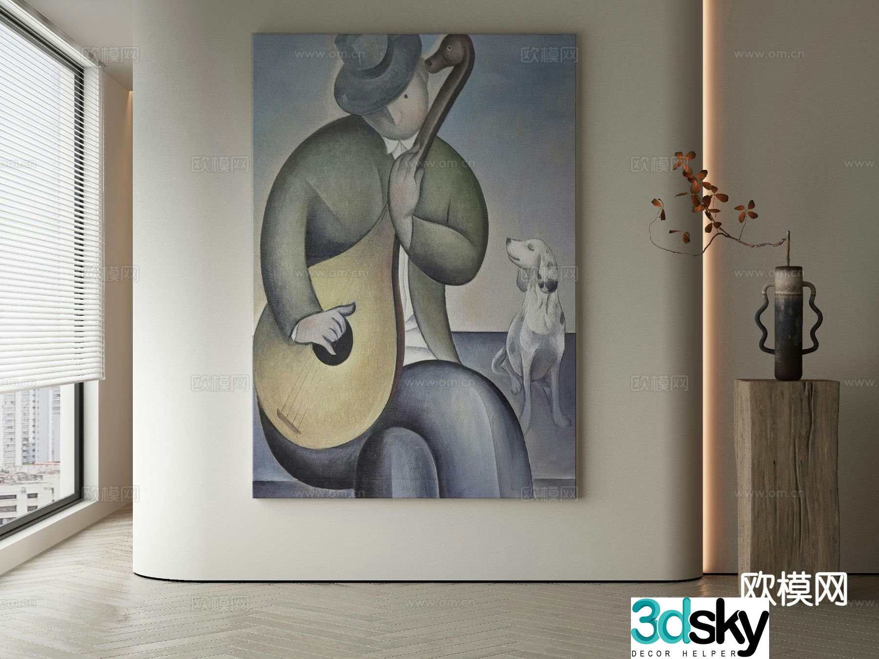 Wabi-sabi art painting figure painting decorative painting 3d model