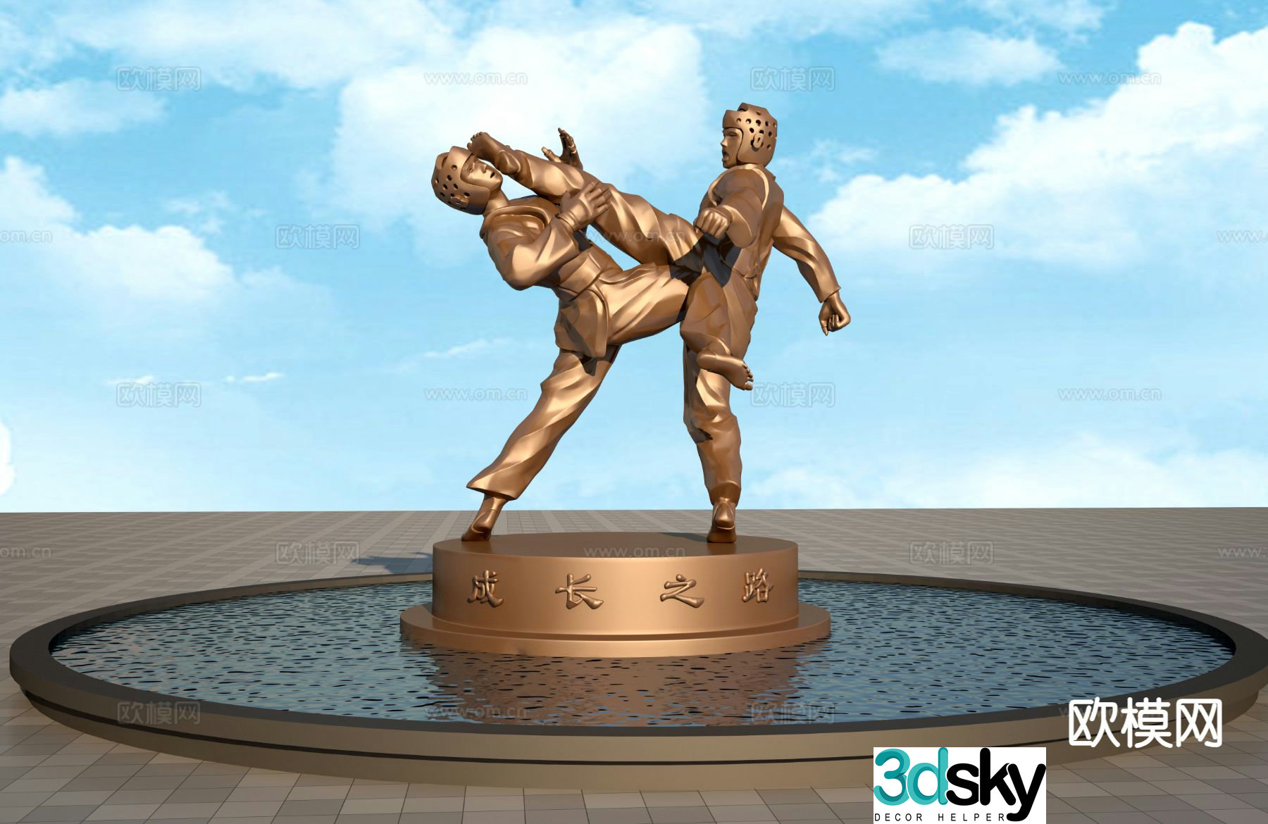 Taekwondo sculpture 3d model