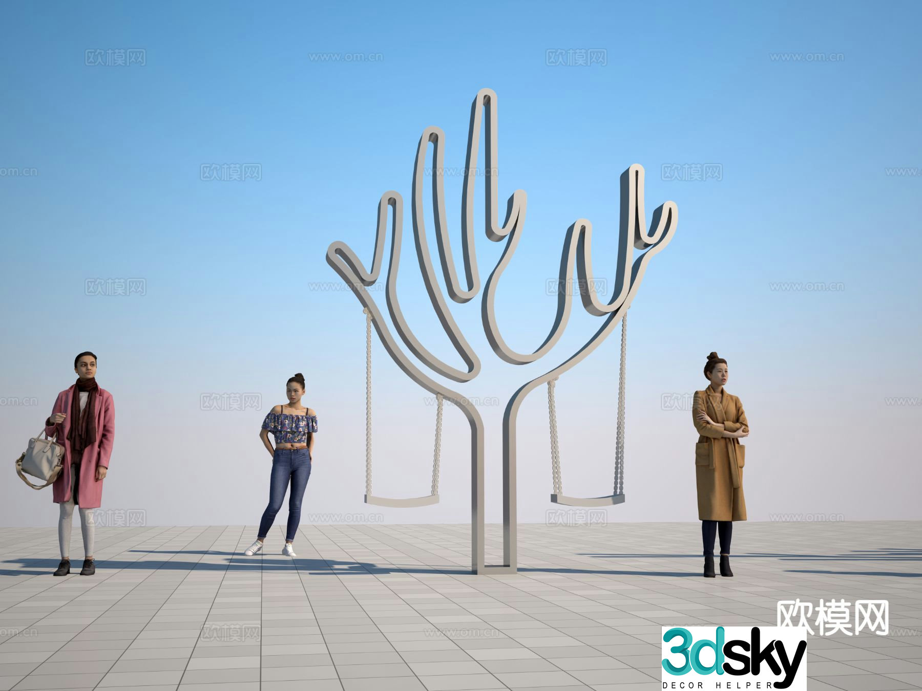Art swing sculpture 3d model