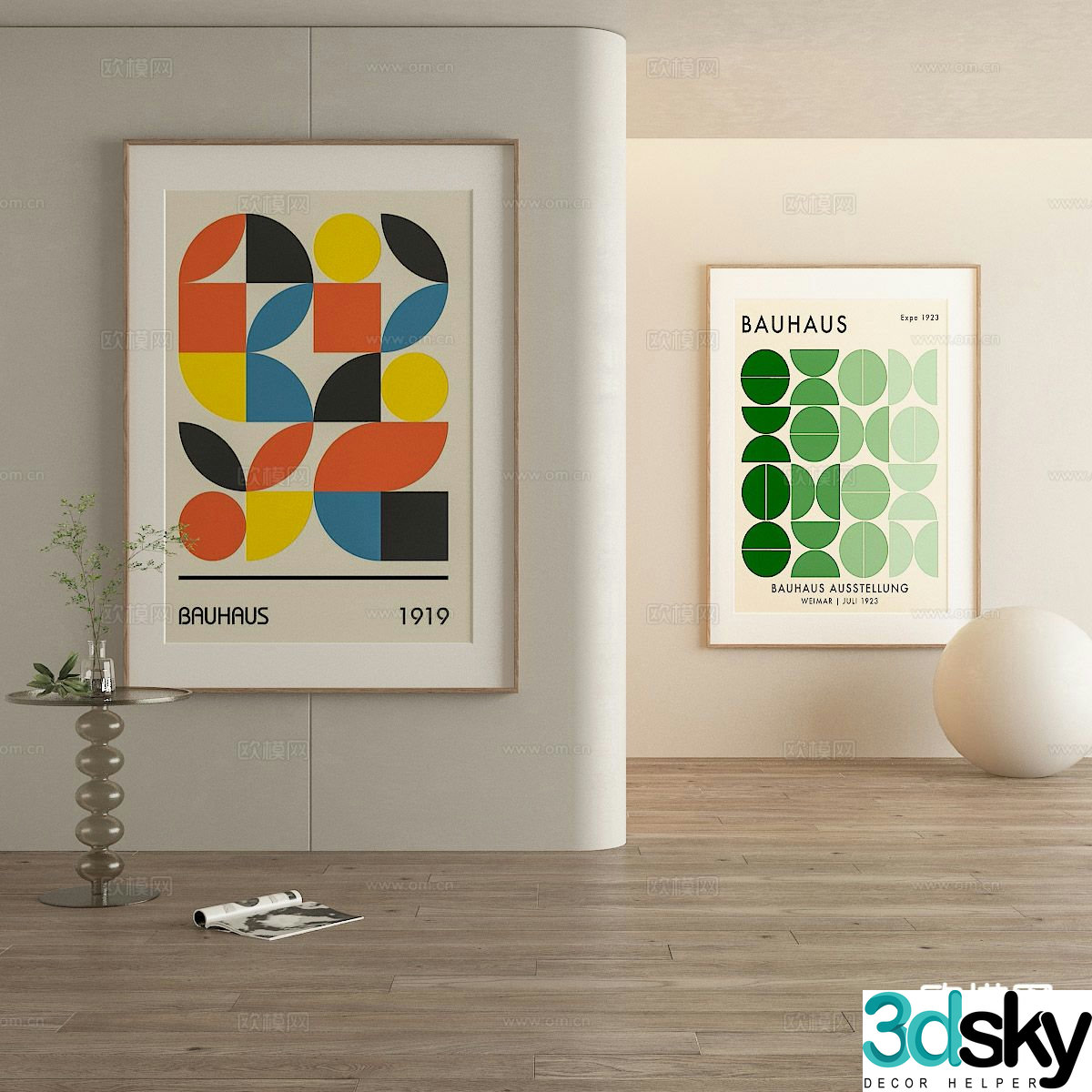Modern geometric painting abstract painting decorative painting 3d model