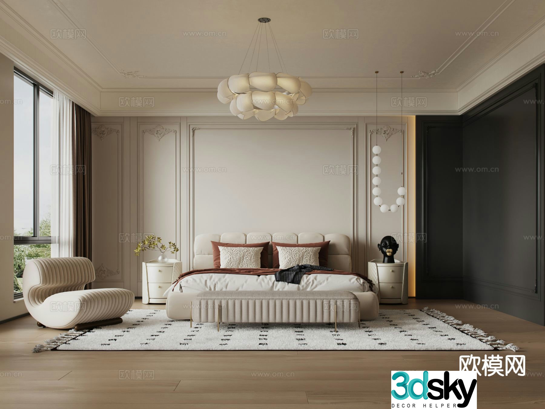 French master bedroom bedroom 3d model