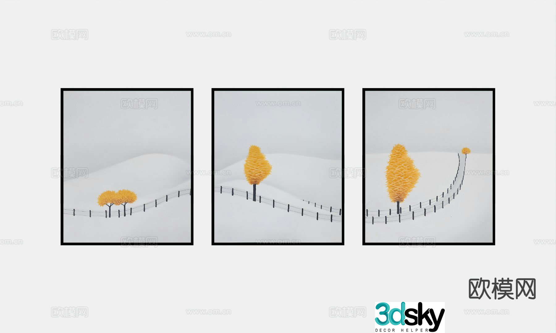 Modern decorative painting hanging painting 3d model
