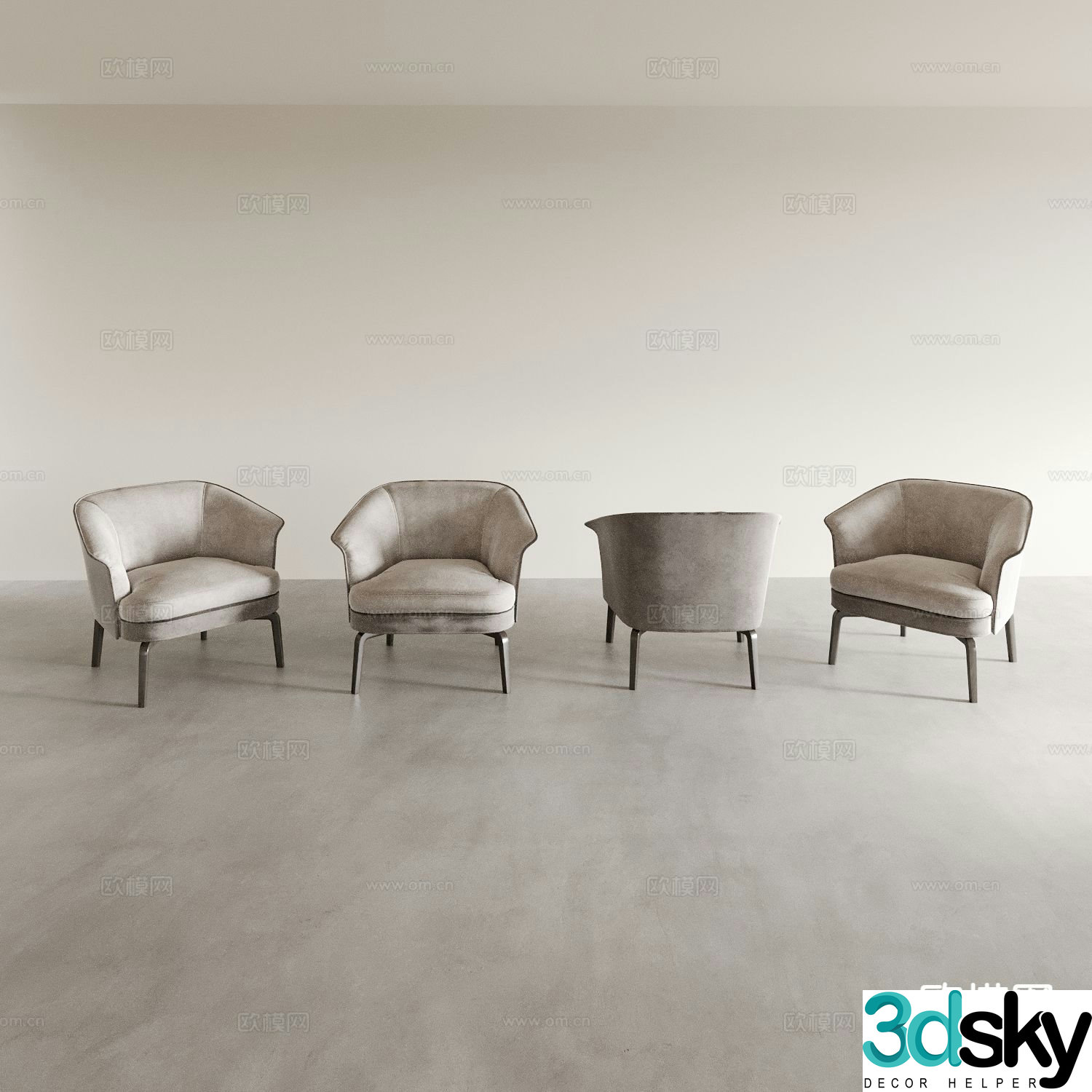 French leisure chair sofa chair back chair 3d model
