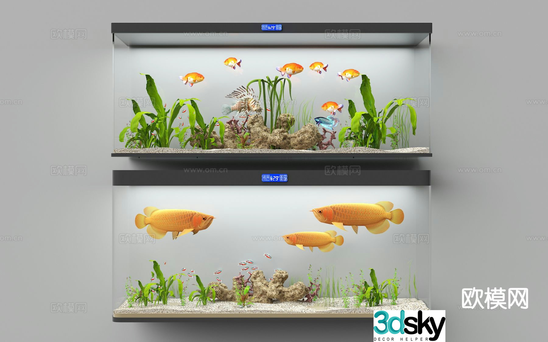 Modern fish tank aquarium 3d model