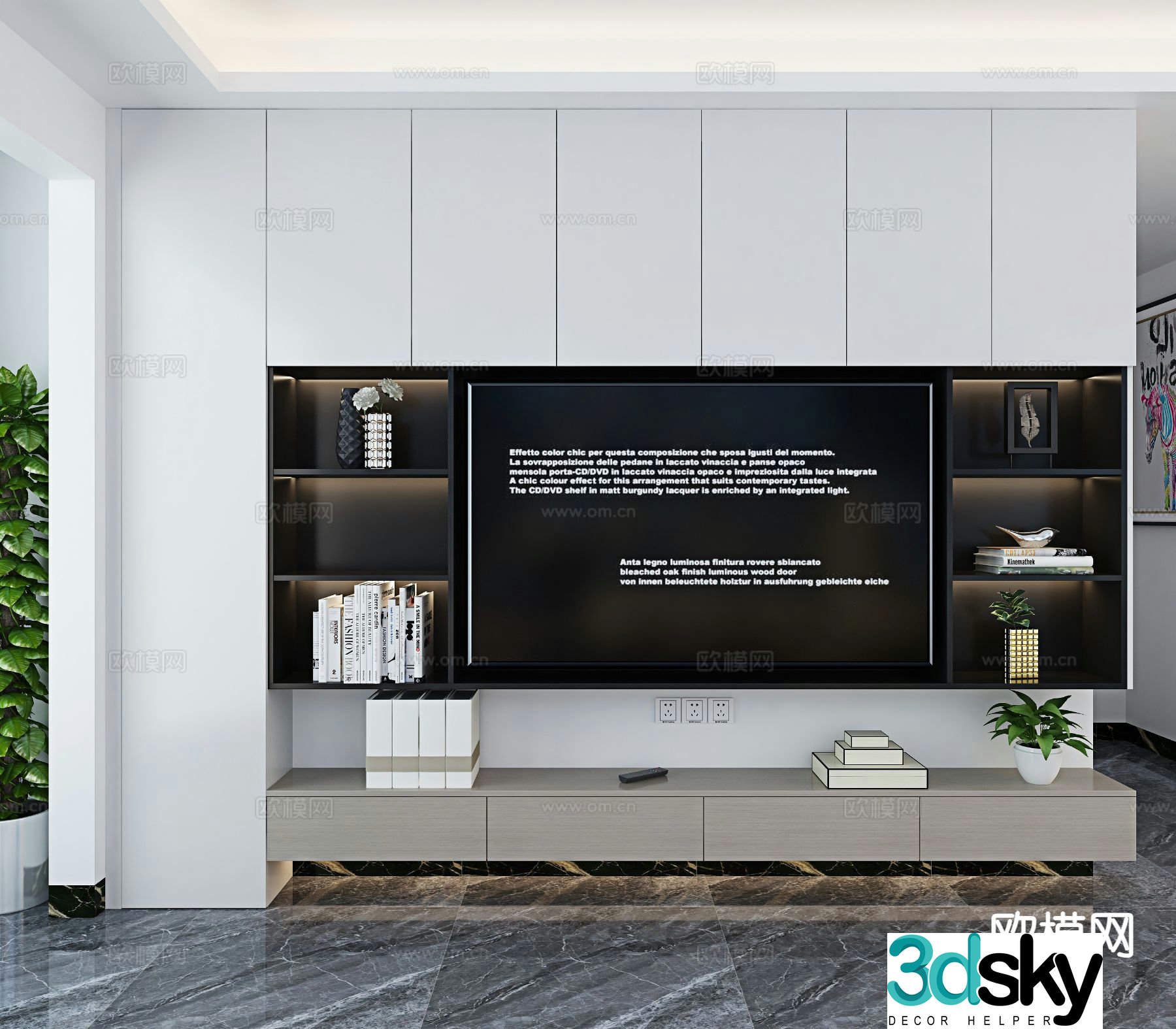 Integrated TV cabinet TV background wall 3D model