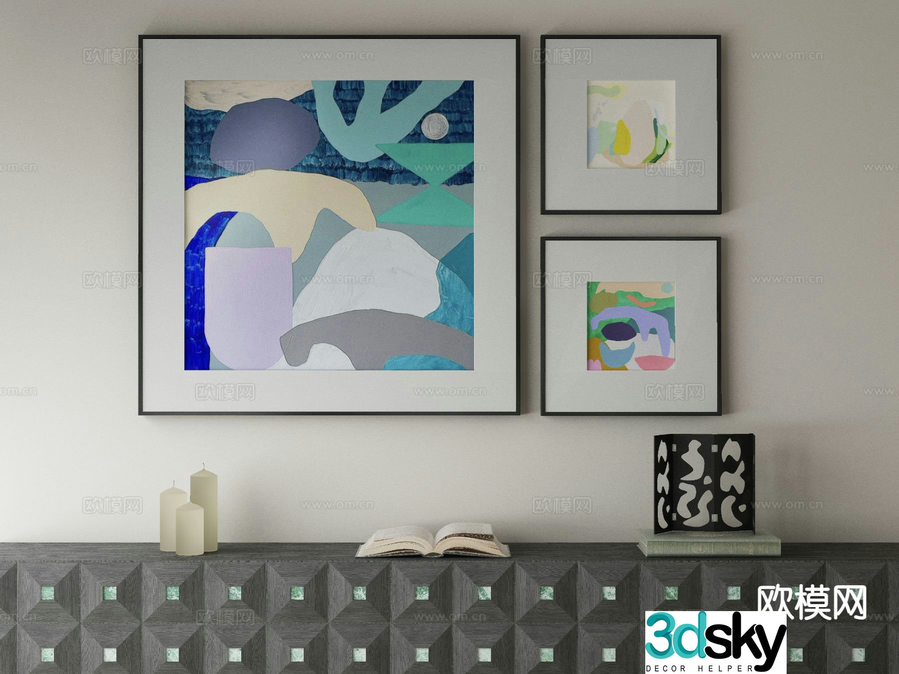 Modern abstract painting oil painting decorative painting 3d model
