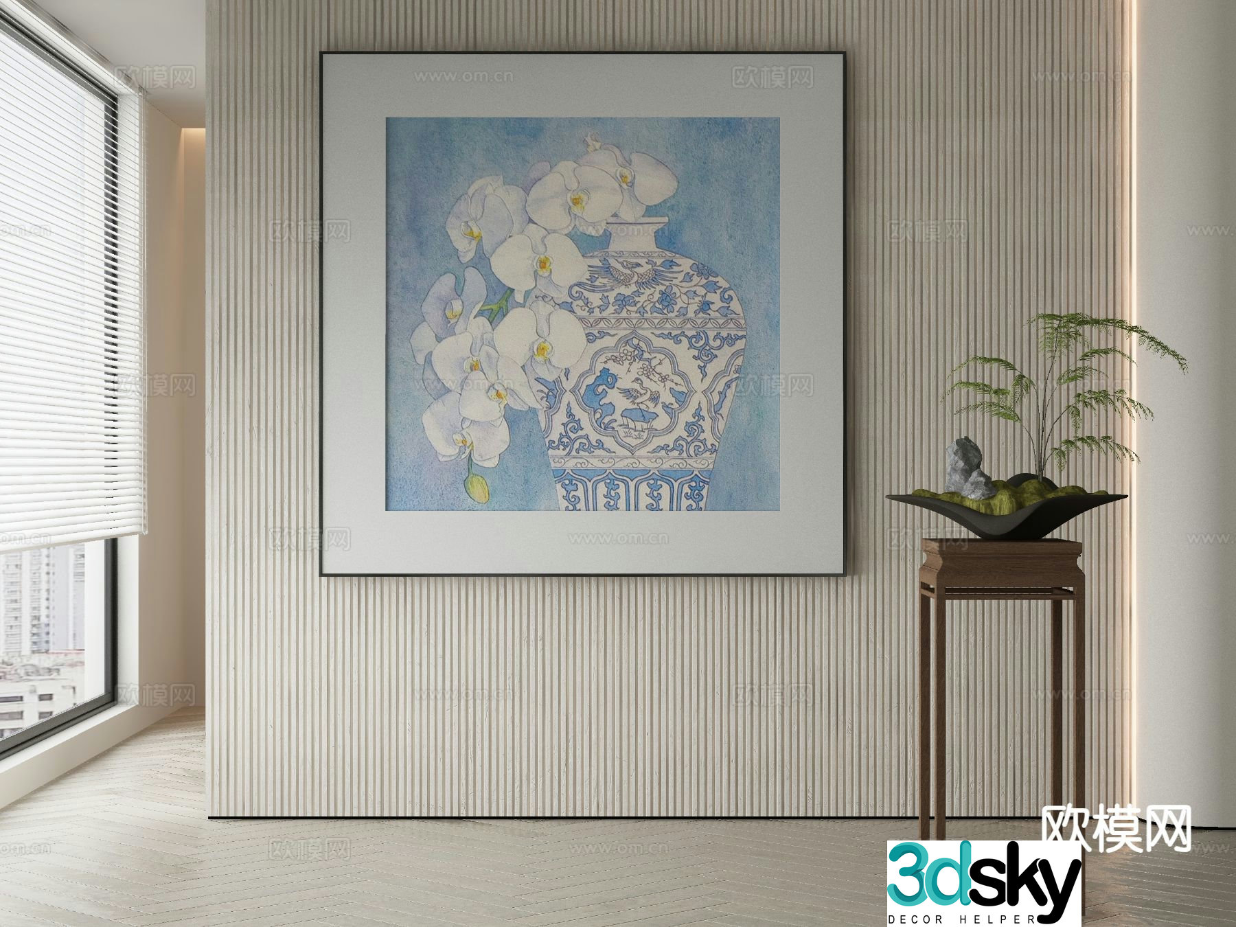 New Chinese style art painting flower painting decorative painting 3d model