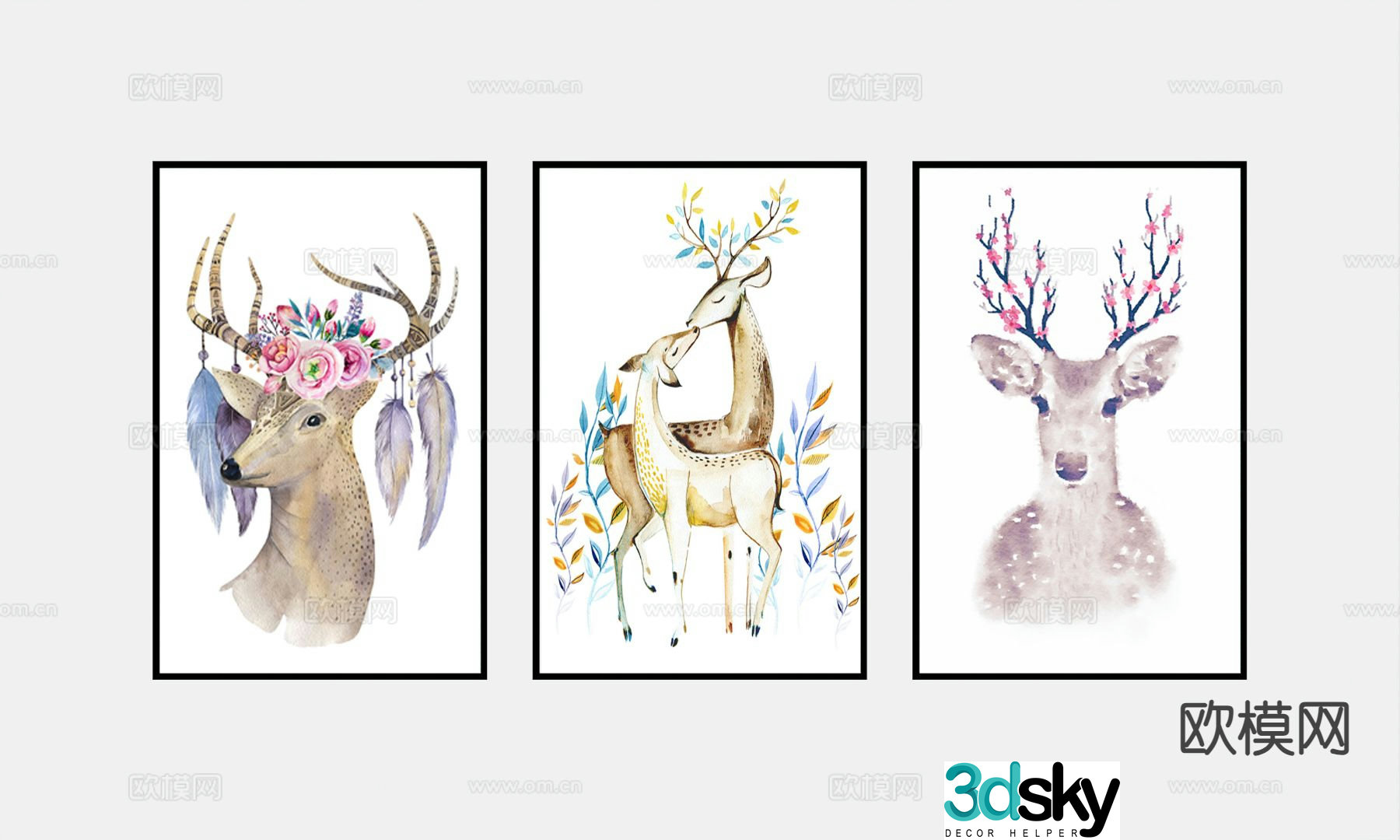 Modern decorative painting hanging painting 3d model
