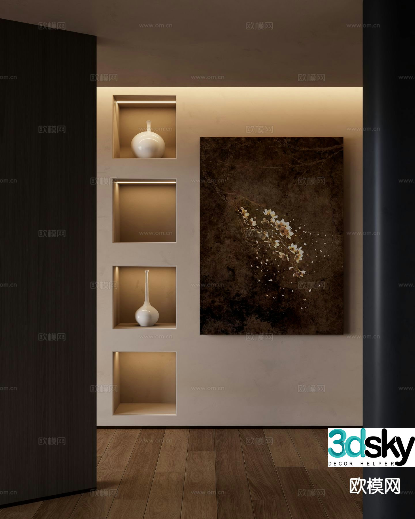 Wabi-sabi hanging painting texture painting decorative painting 3D model