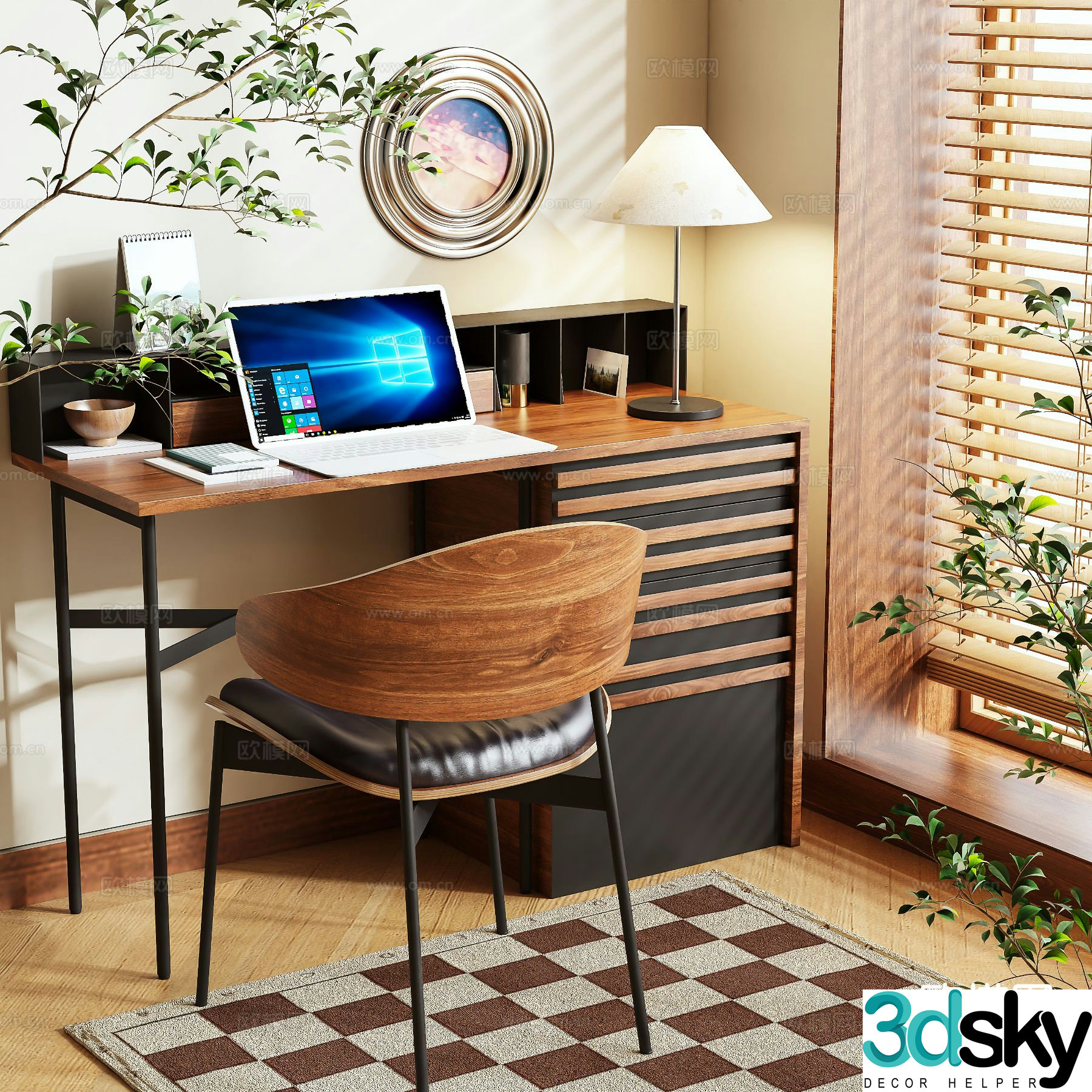 Medieval style desk desk 3d model