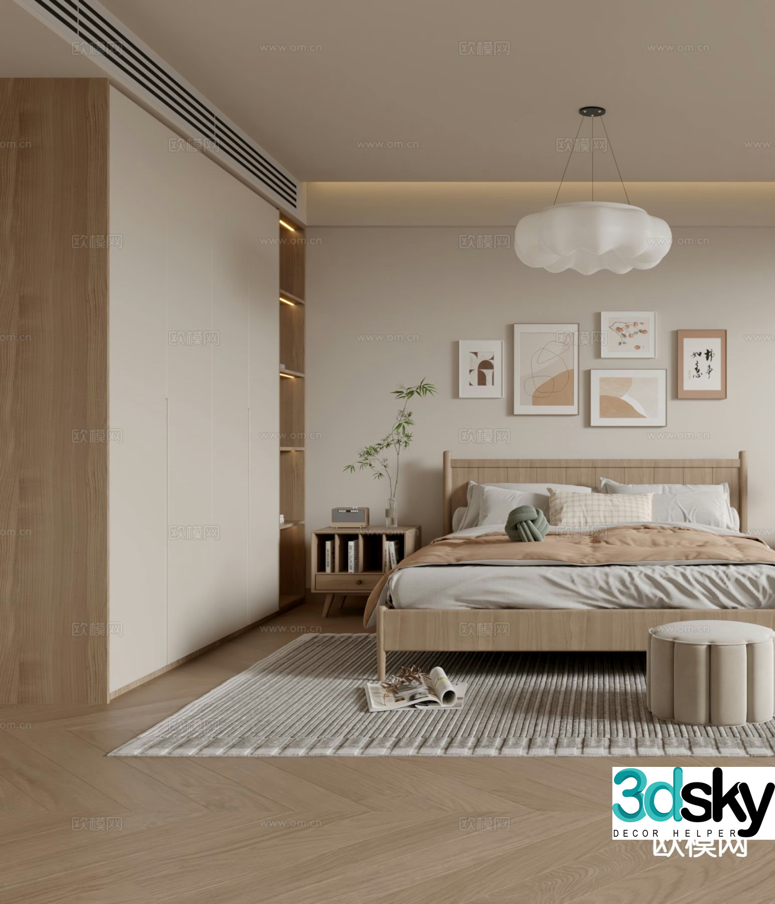 Nordic master bedroom bedroom 3d model