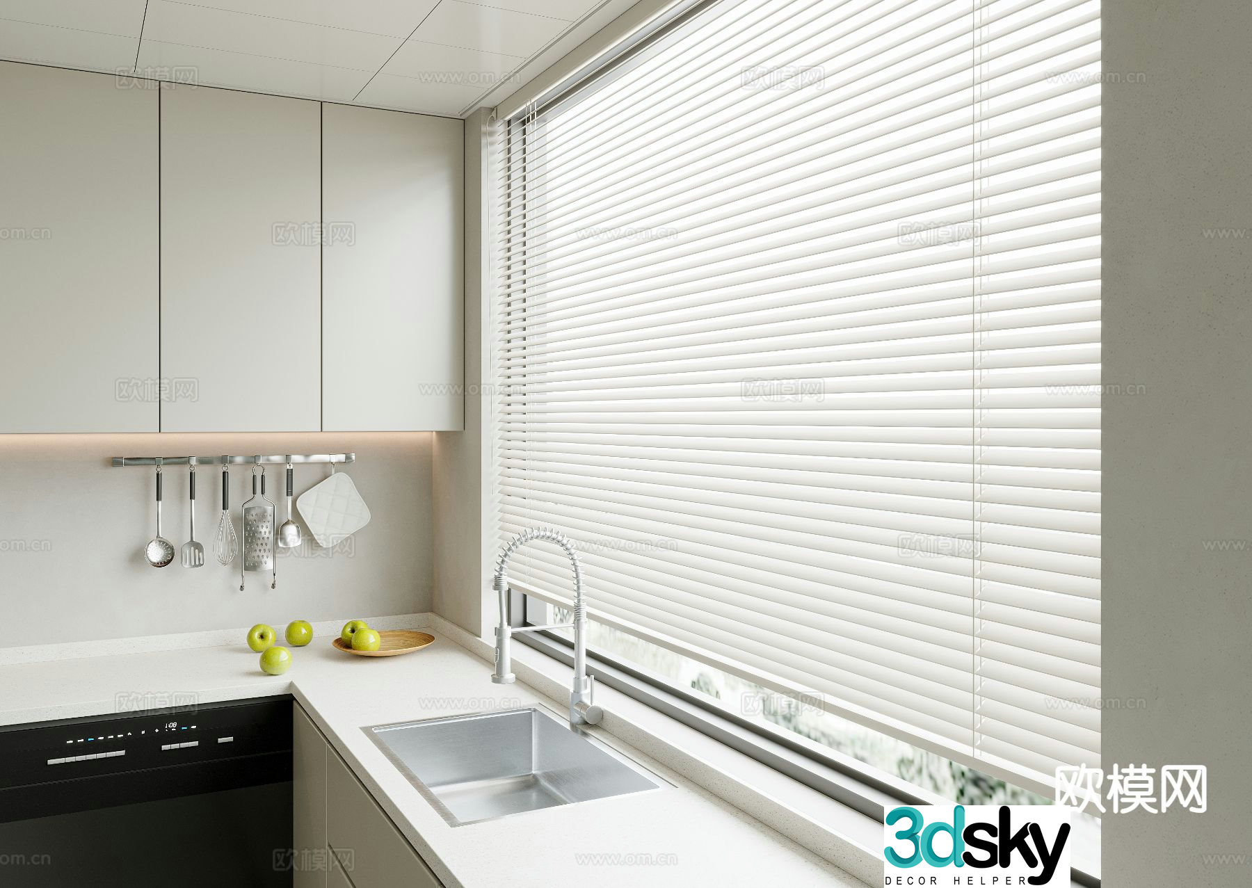 Modern Venetian Blinds Curtains Kitchen Curtains 3d model
