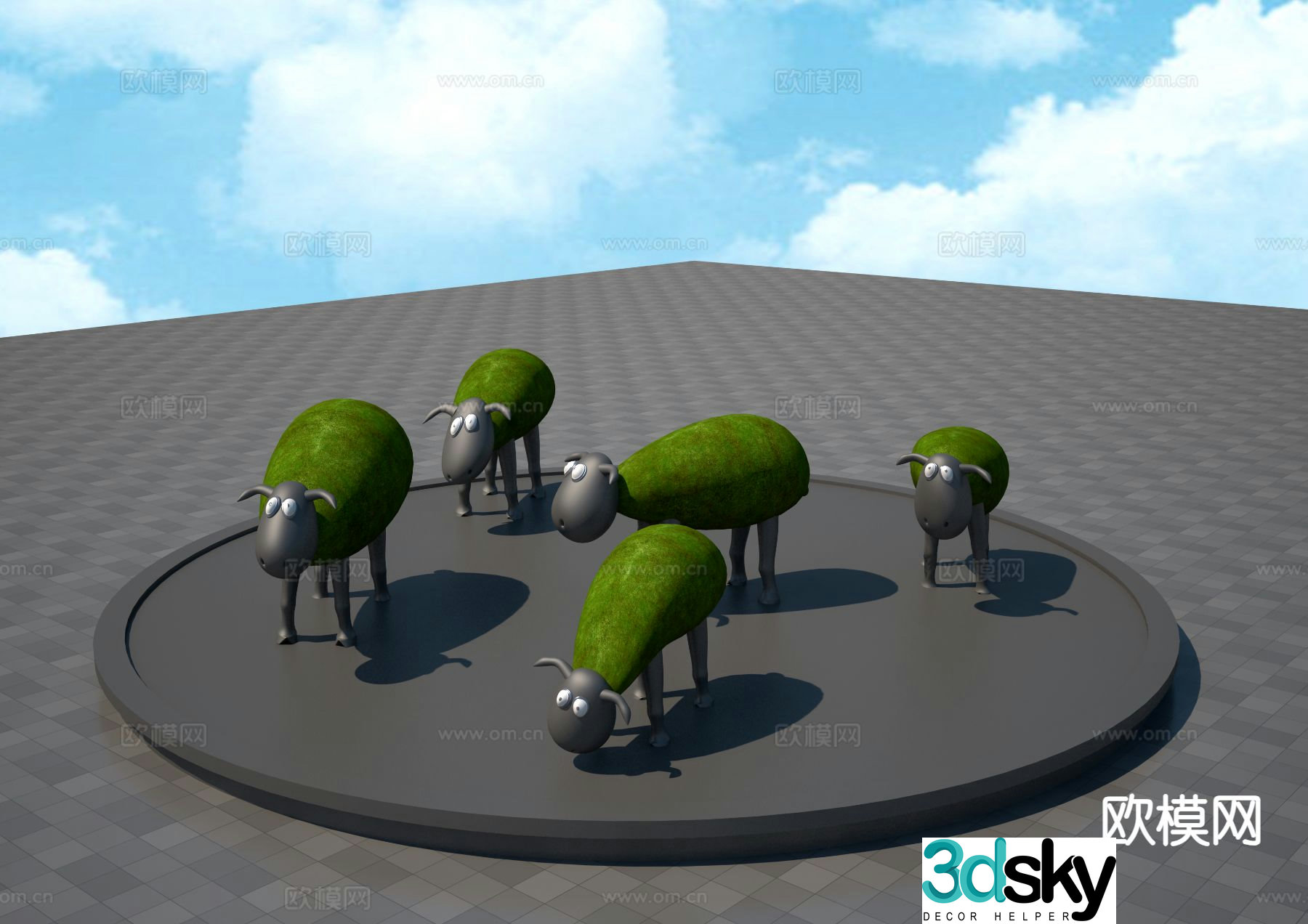 Shaun the Sheep Sculpture Plant Sculpture 3D Model