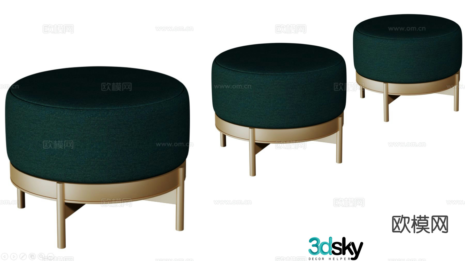 European low stool 3D model
