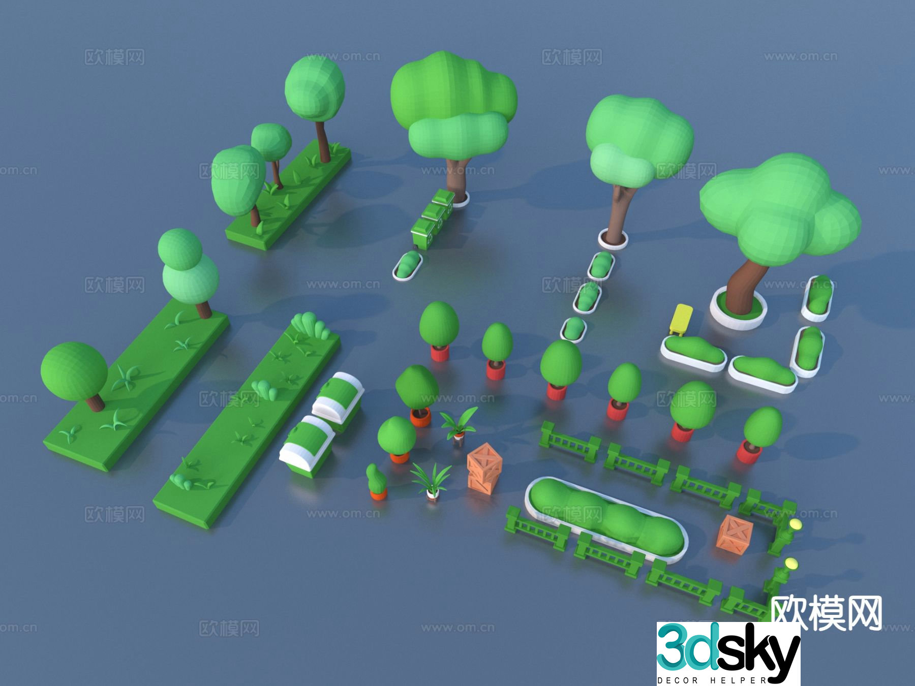 Cartoon flower plant sketch 3d model