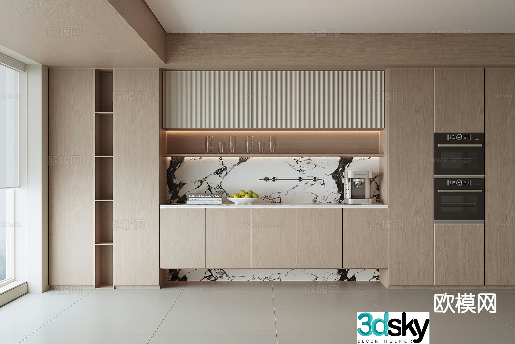 3D model of log style sideboard
