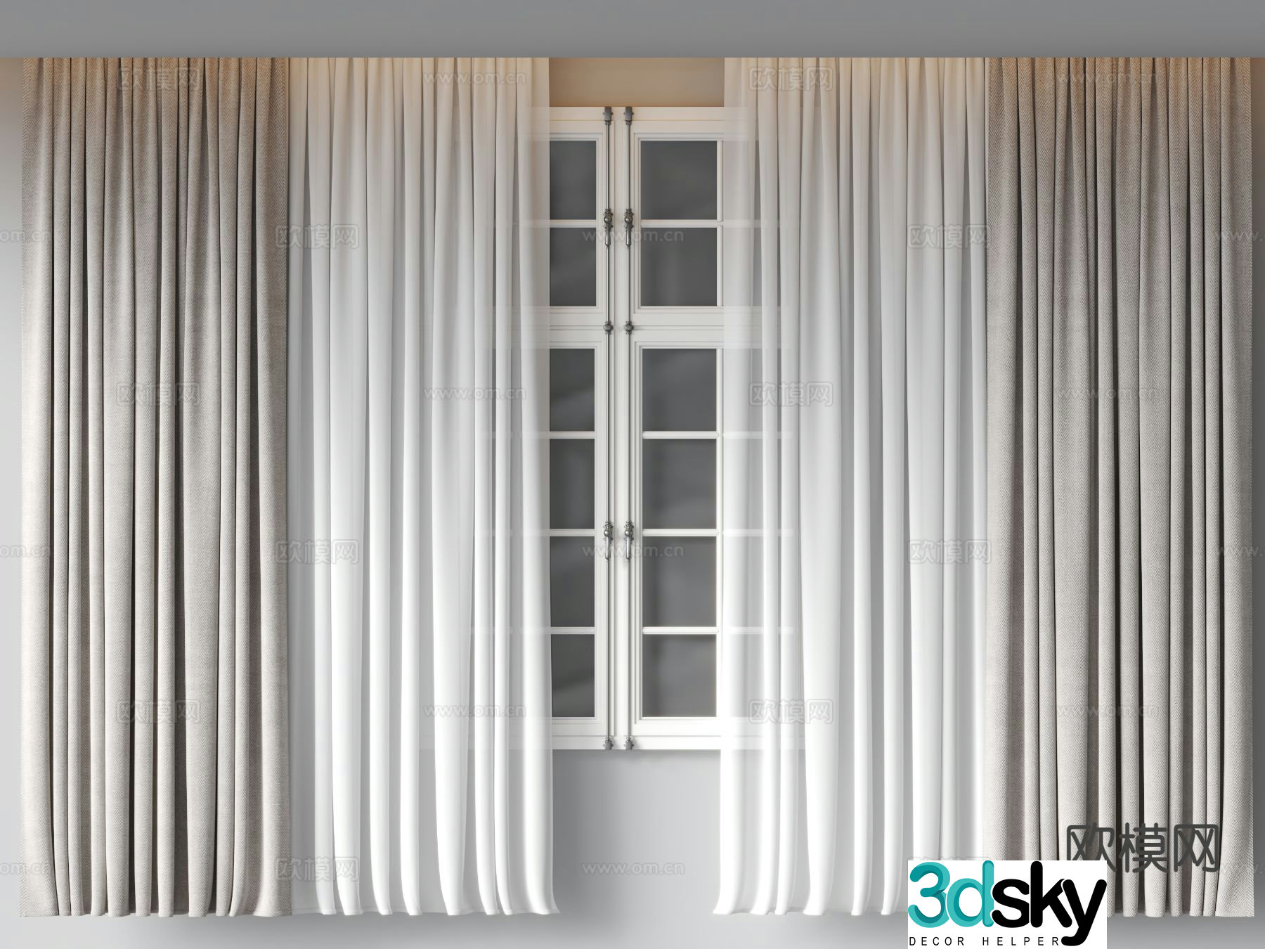 Plain curtain gauze curtain 3d model