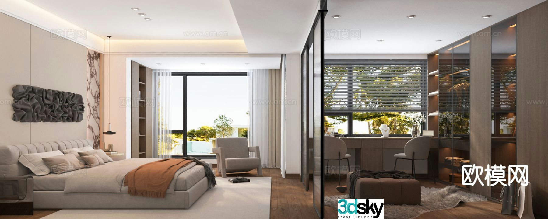 Modern bedroom master bedroom 3d model