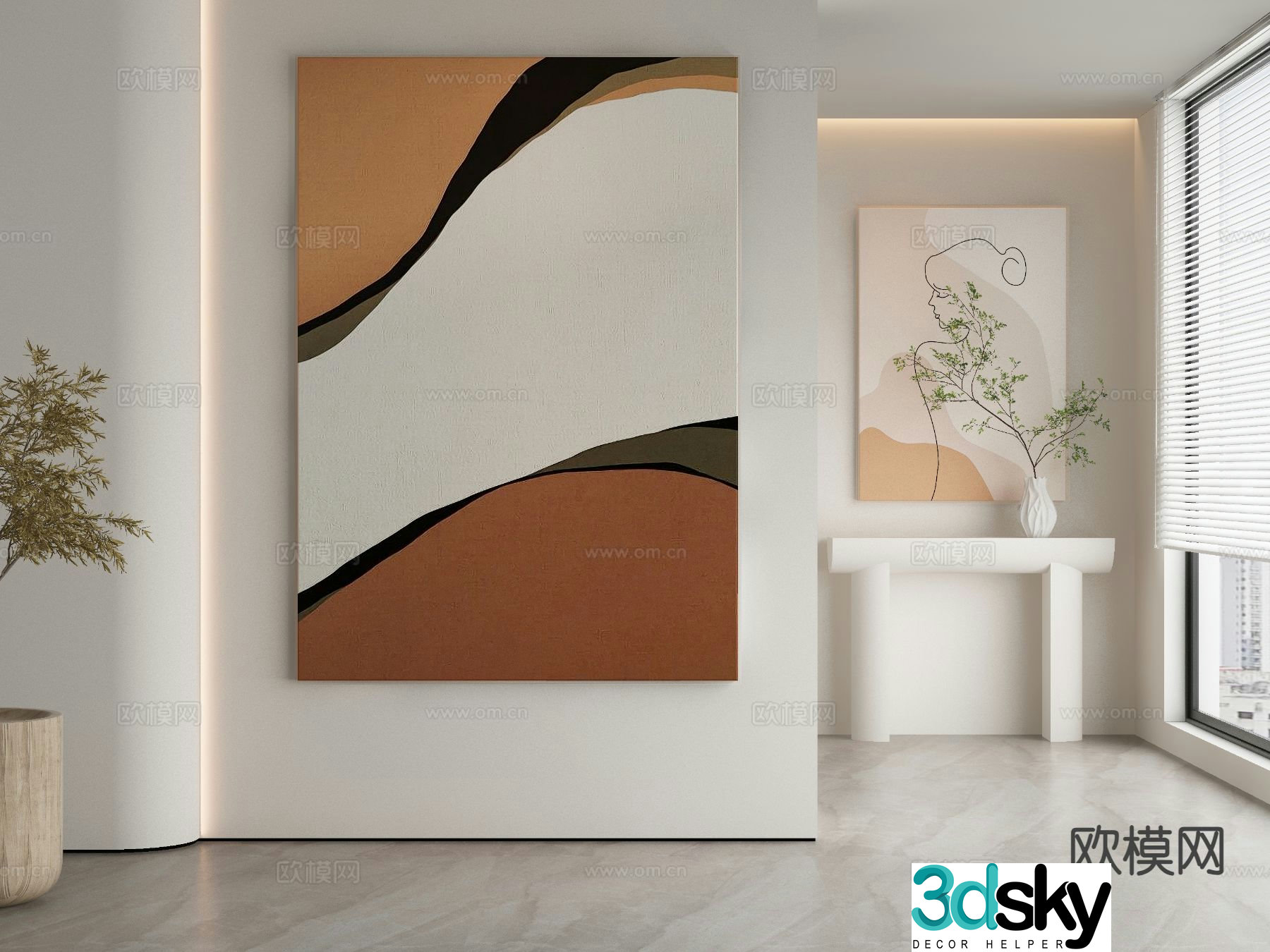 Modern decorative painting abstract hanging painting 3d model