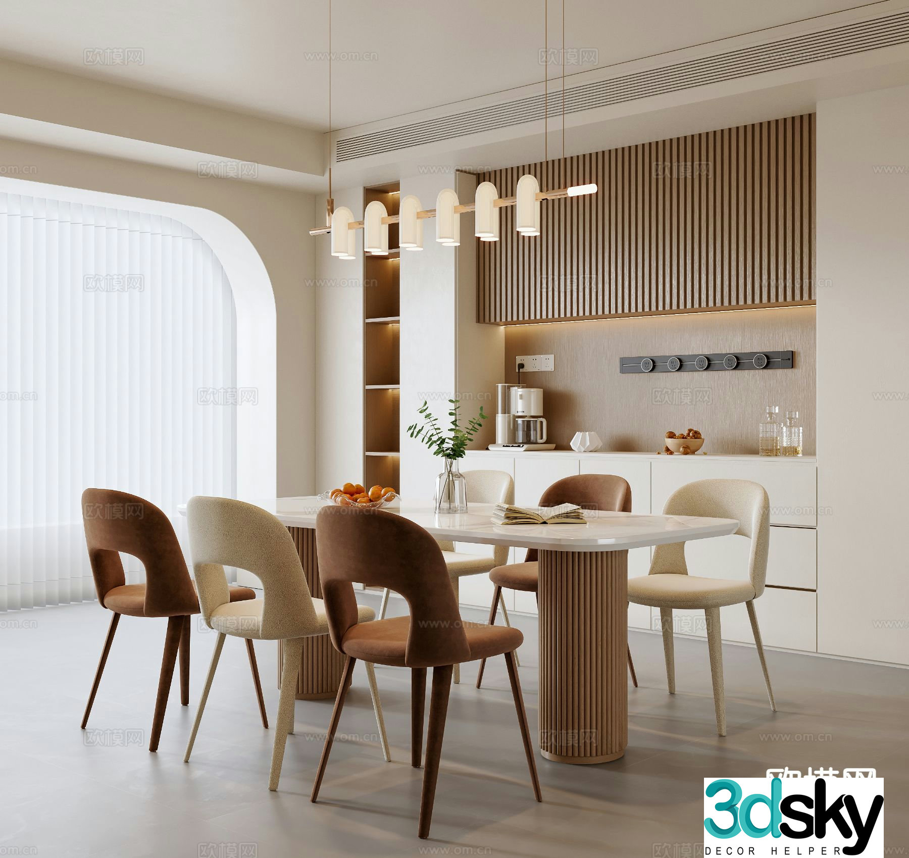 Cream style restaurant 3d model