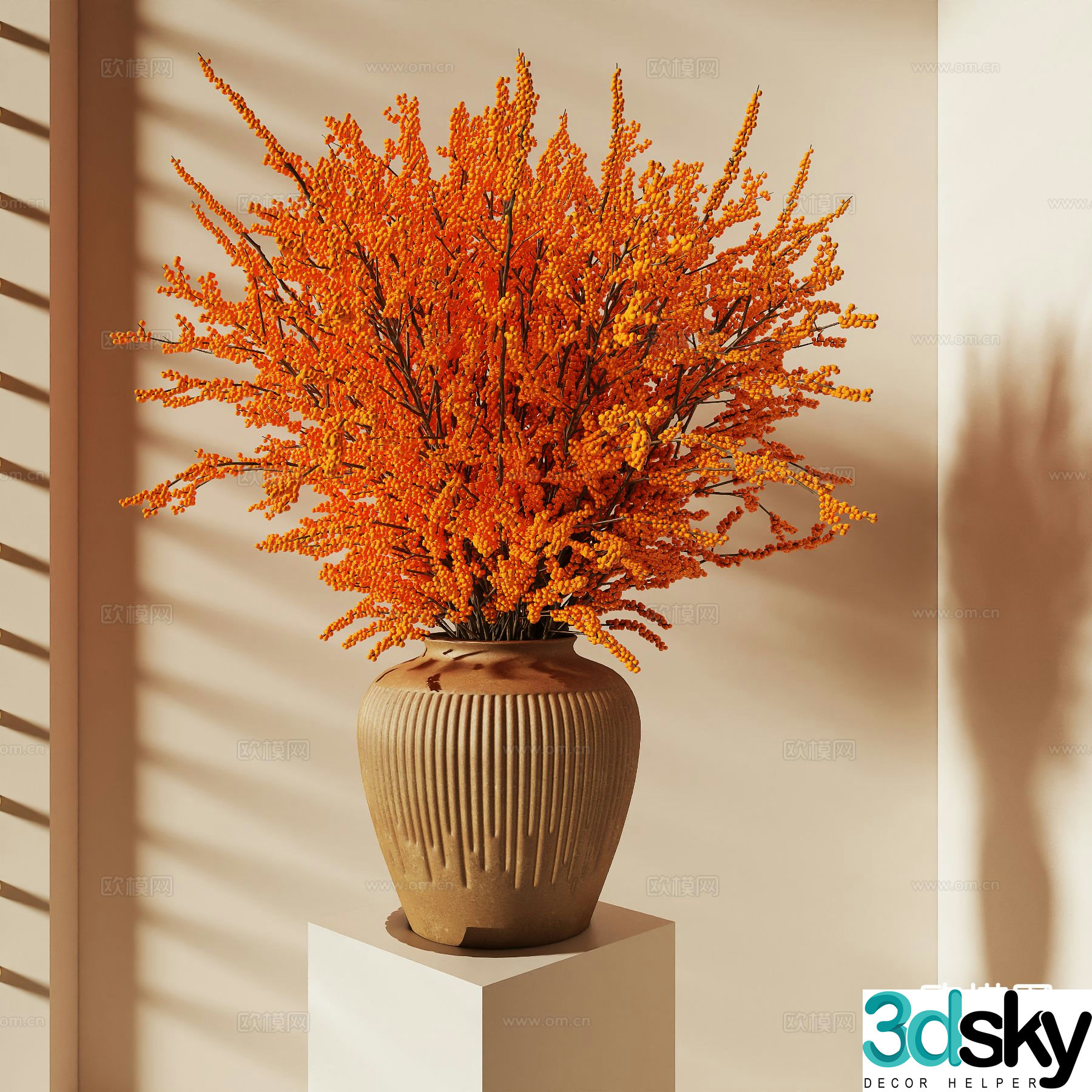 Wabi-sabi style vase Mantanghong floral 3D model