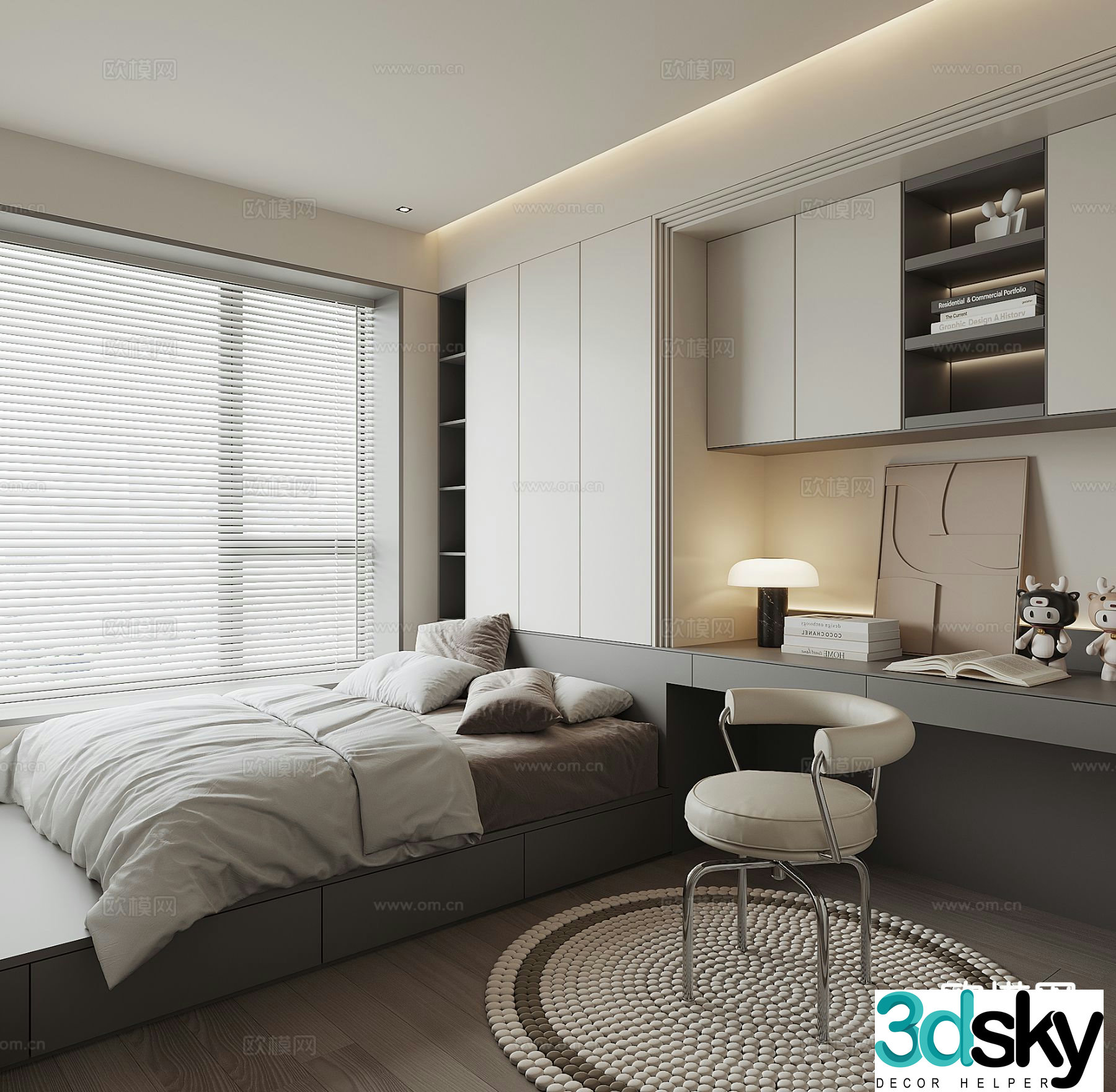 Modern tatami bedroom 3d model