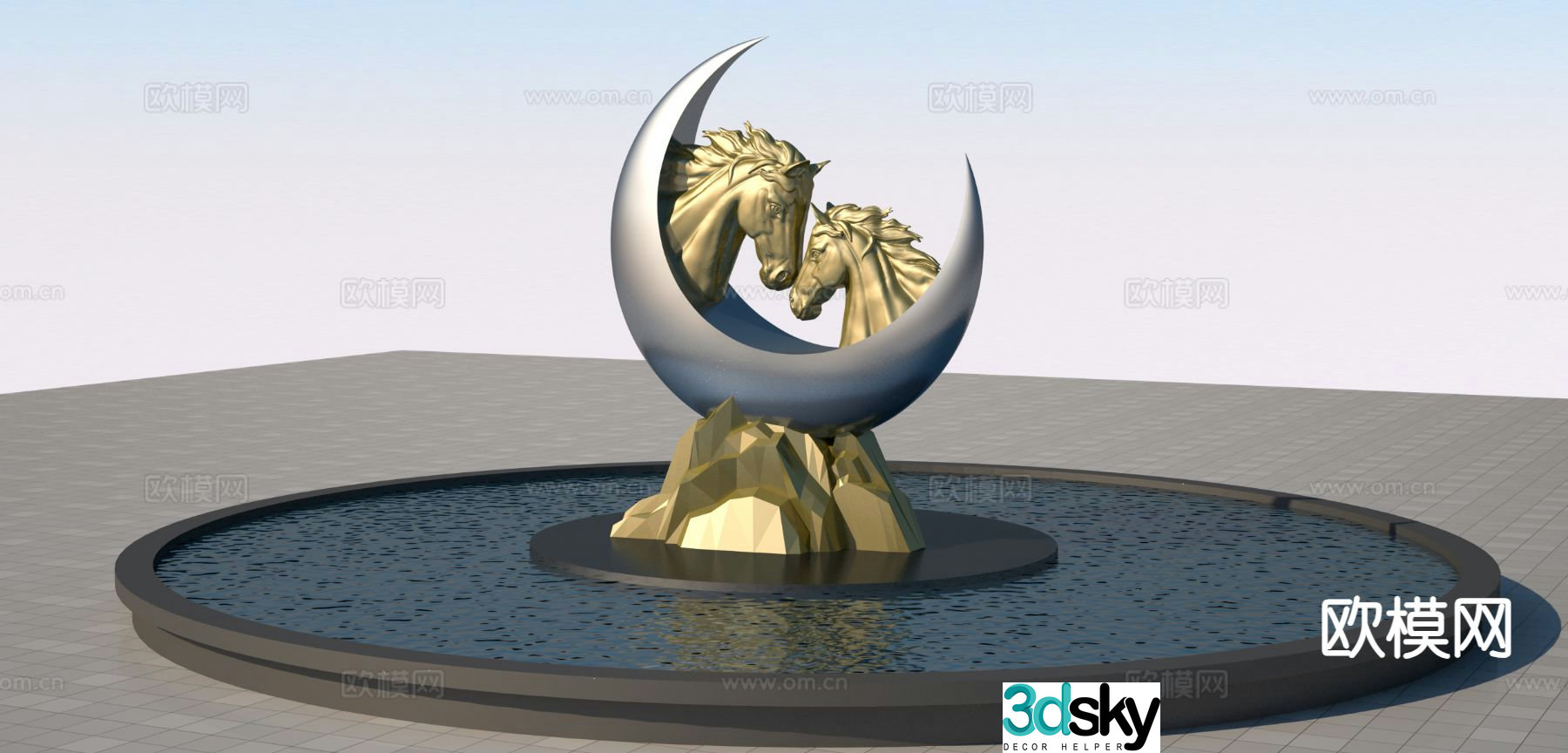 Abstract horse sculpture square sculpture 3d model