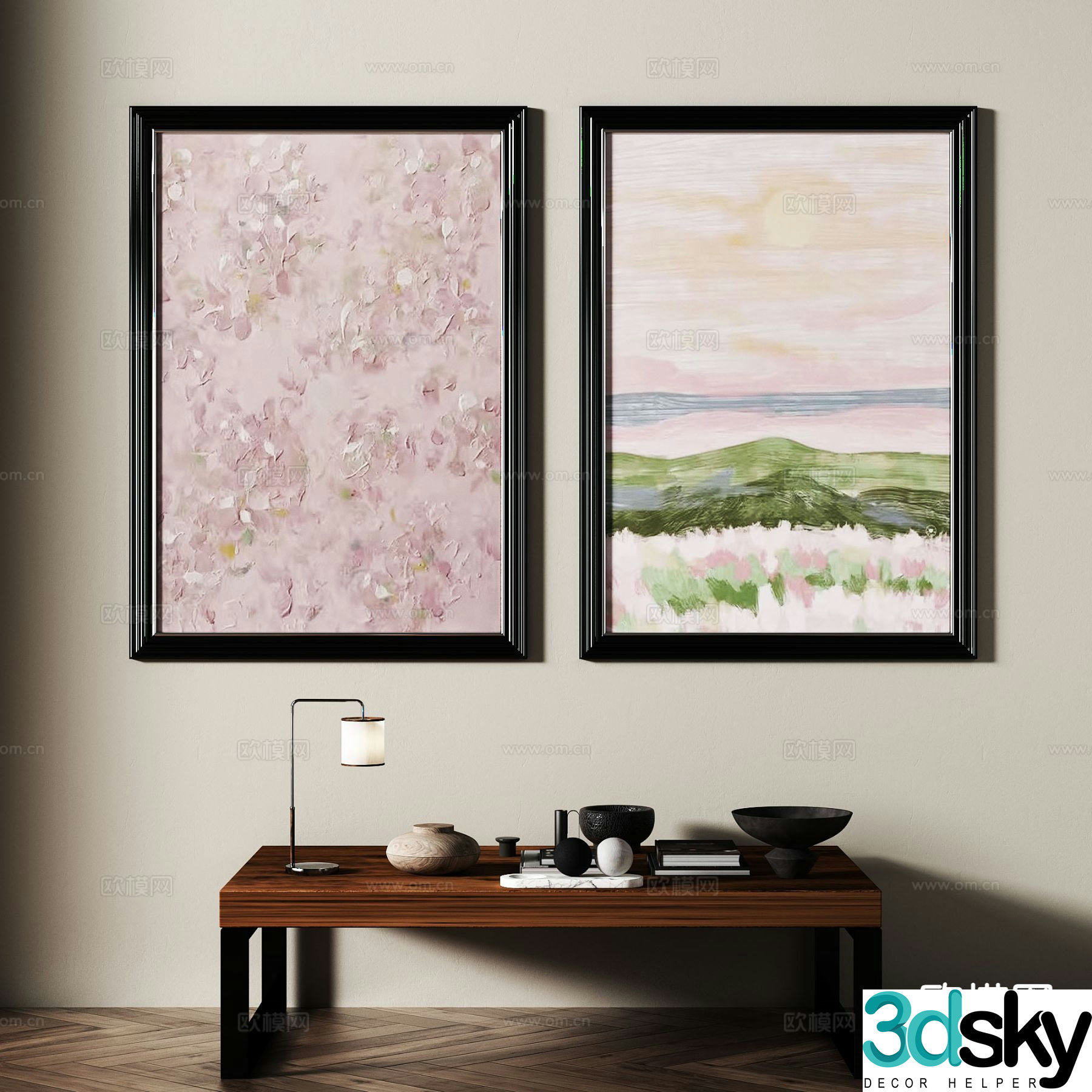 Medieval style art painting flower painting decorative painting 3D model
