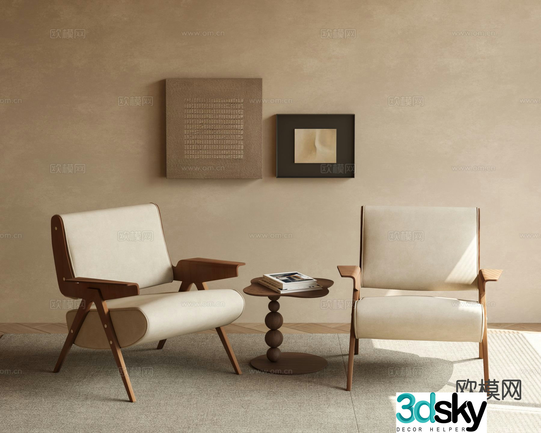 Wabi Sabi leisure table and chairs 3d model