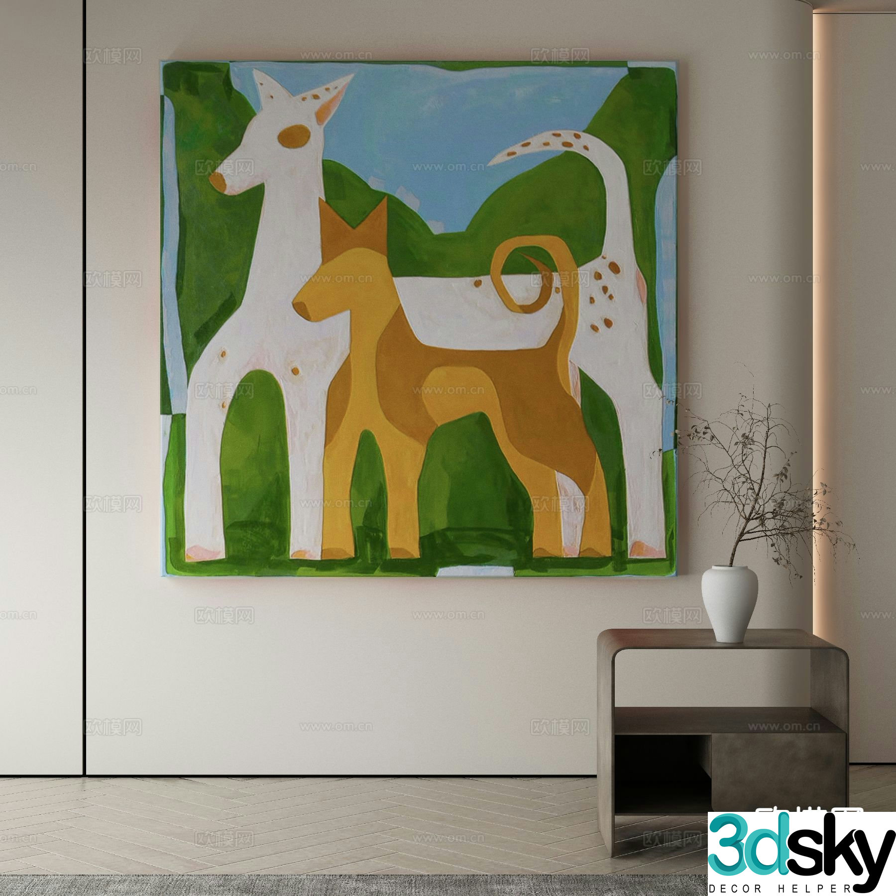 Modern decorative painting oil painting animal painting 3d model