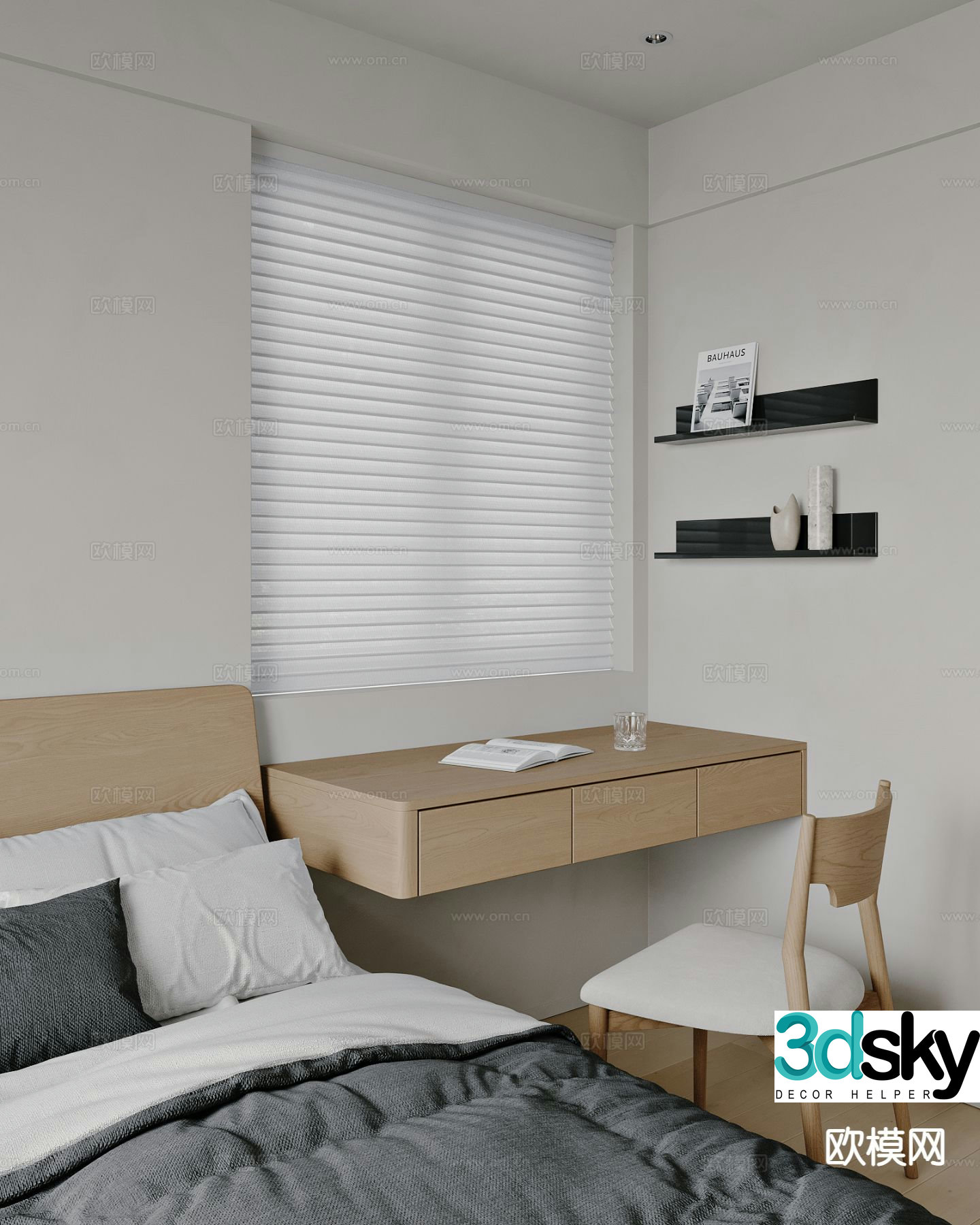 Modern second bedroom bedroom 3d model