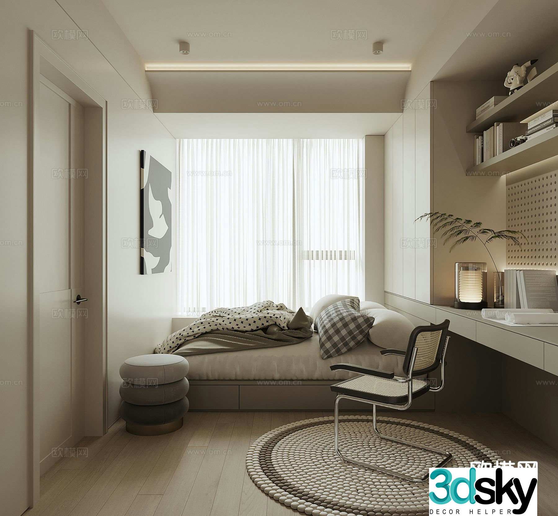 Modern tatami bedroom 3d model