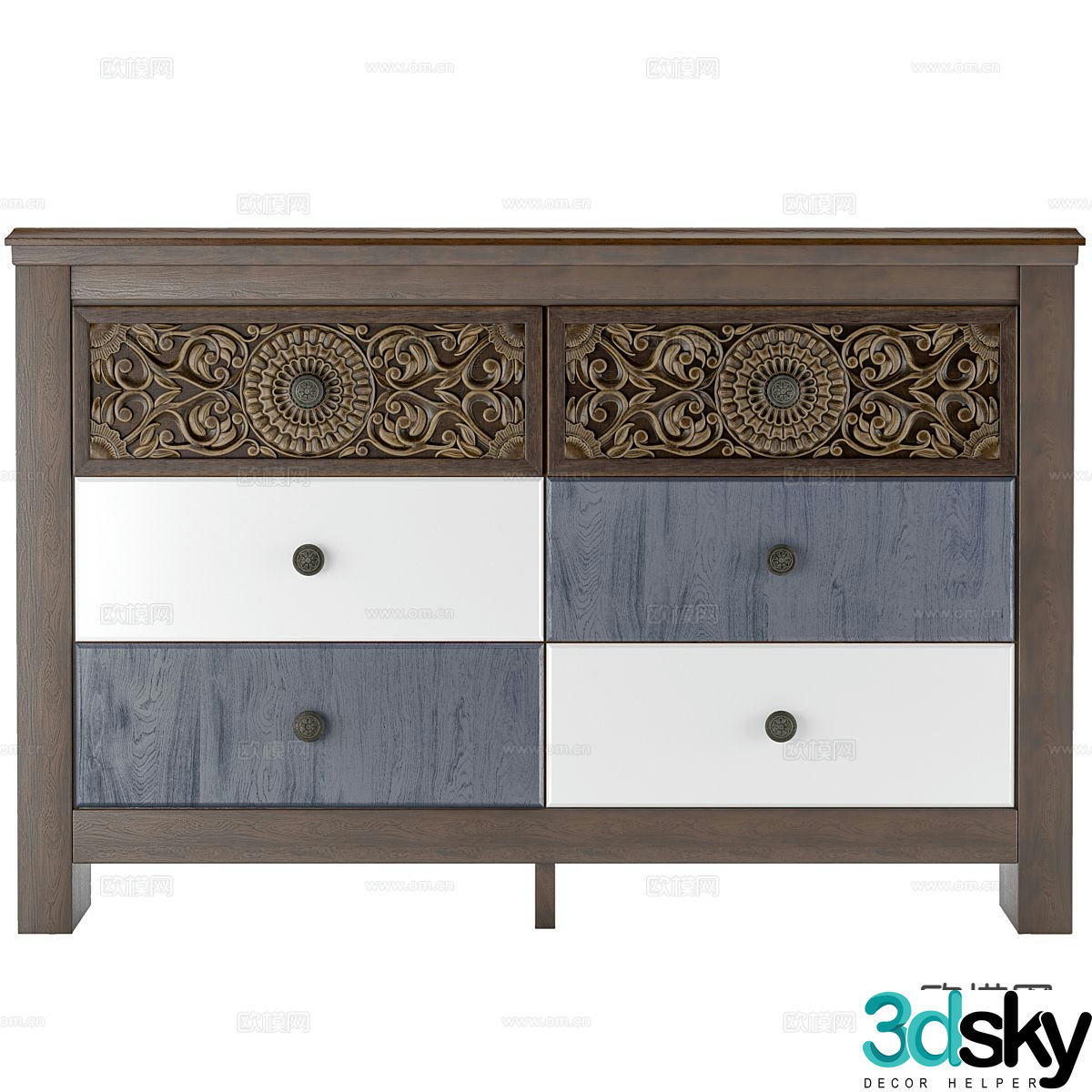 Southeast Asian chest of drawers side cabinet 3D model