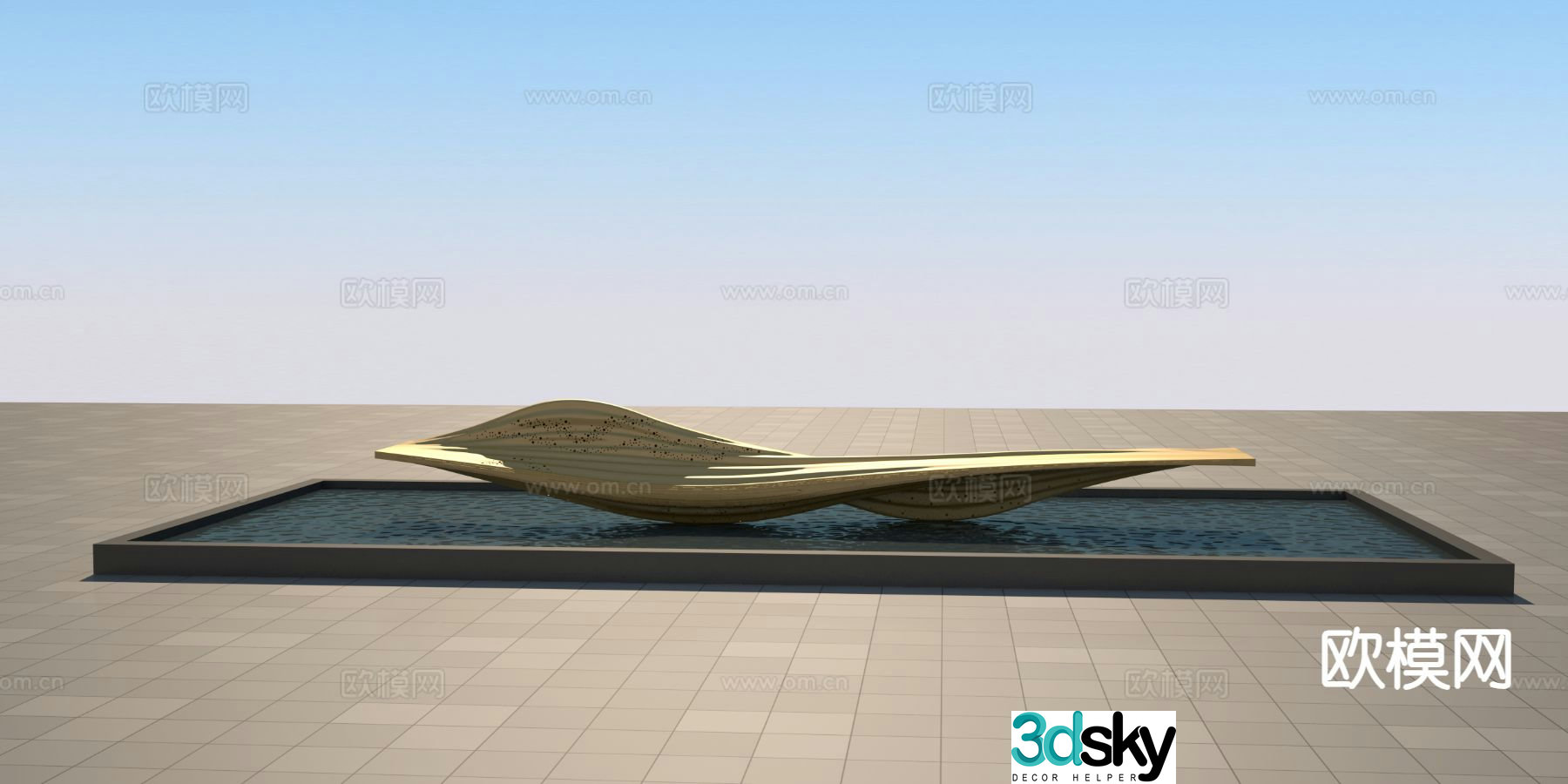 Abstract waterscape sculpture 3d model