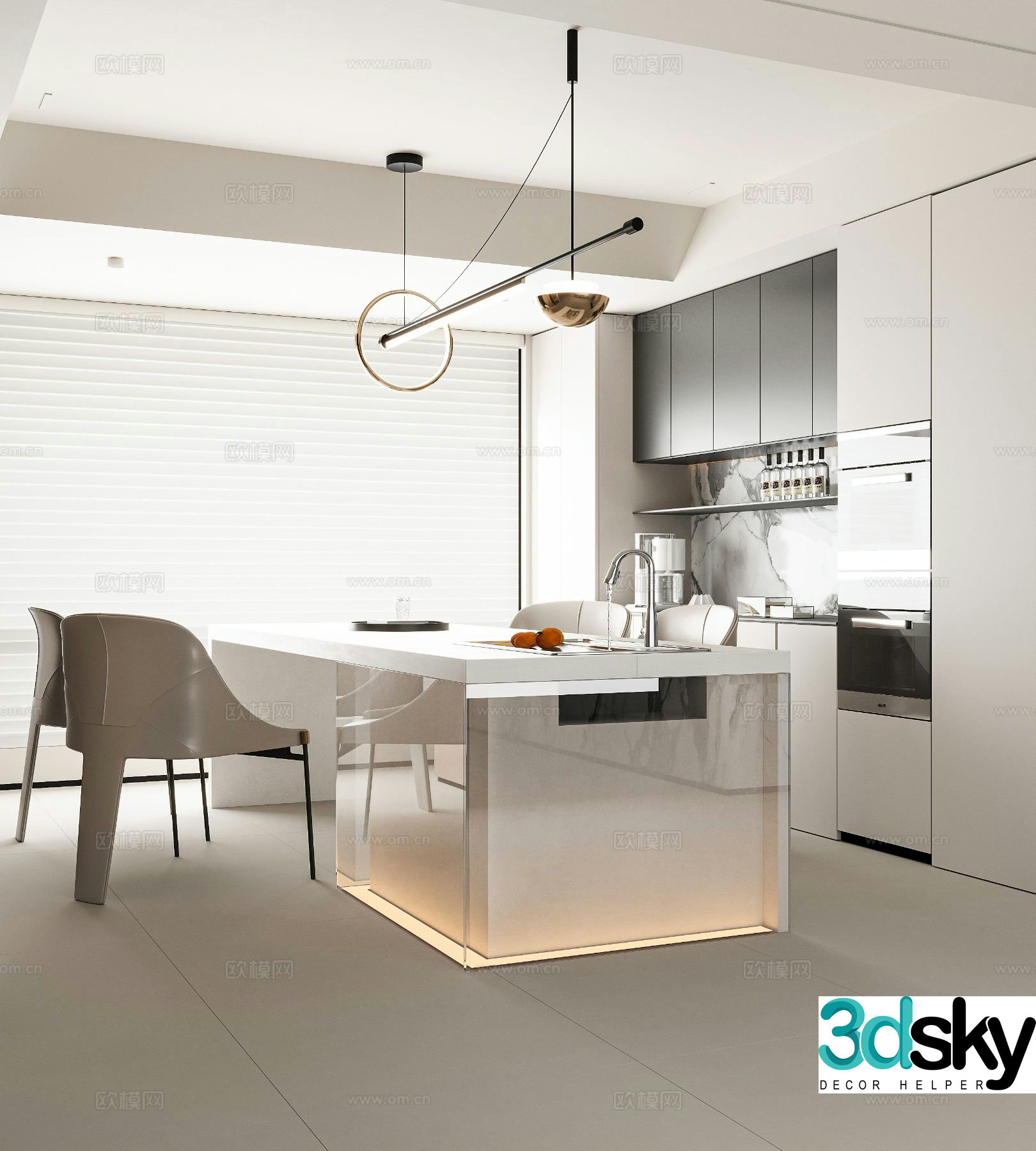 Modern island restaurant 3d model