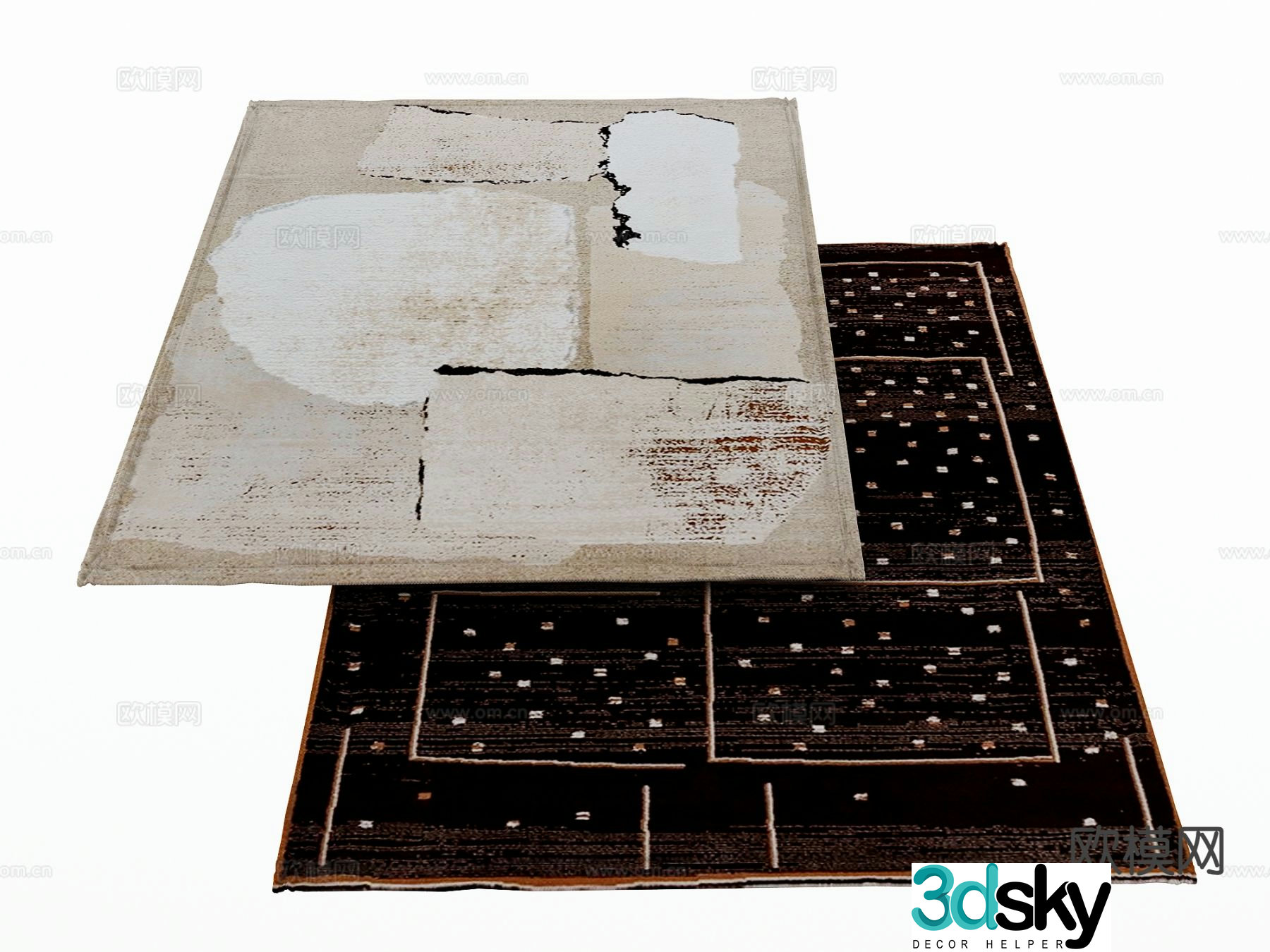 Modern carpet square rug 3d model