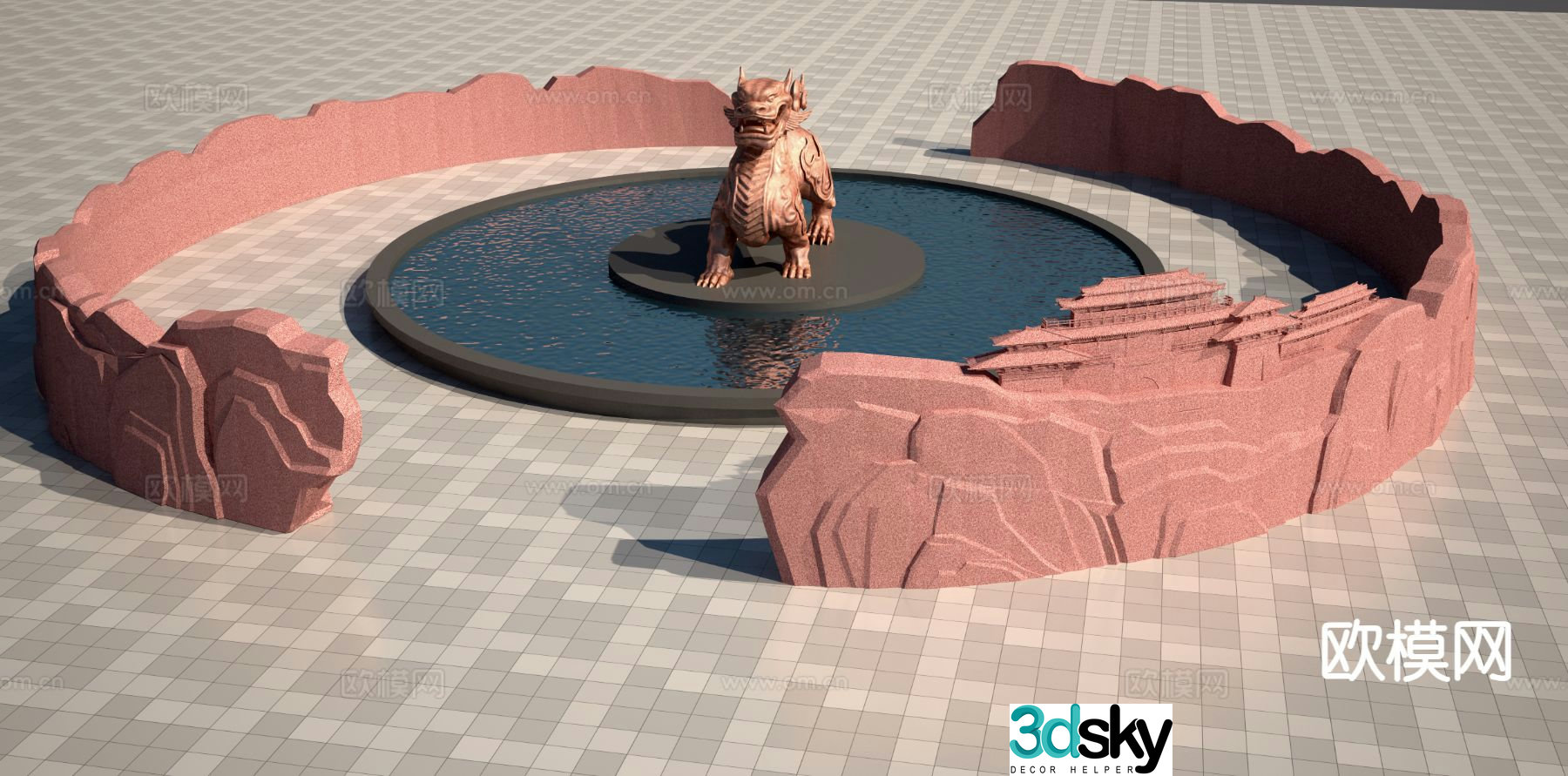 Ring landmark sculpture 3d model