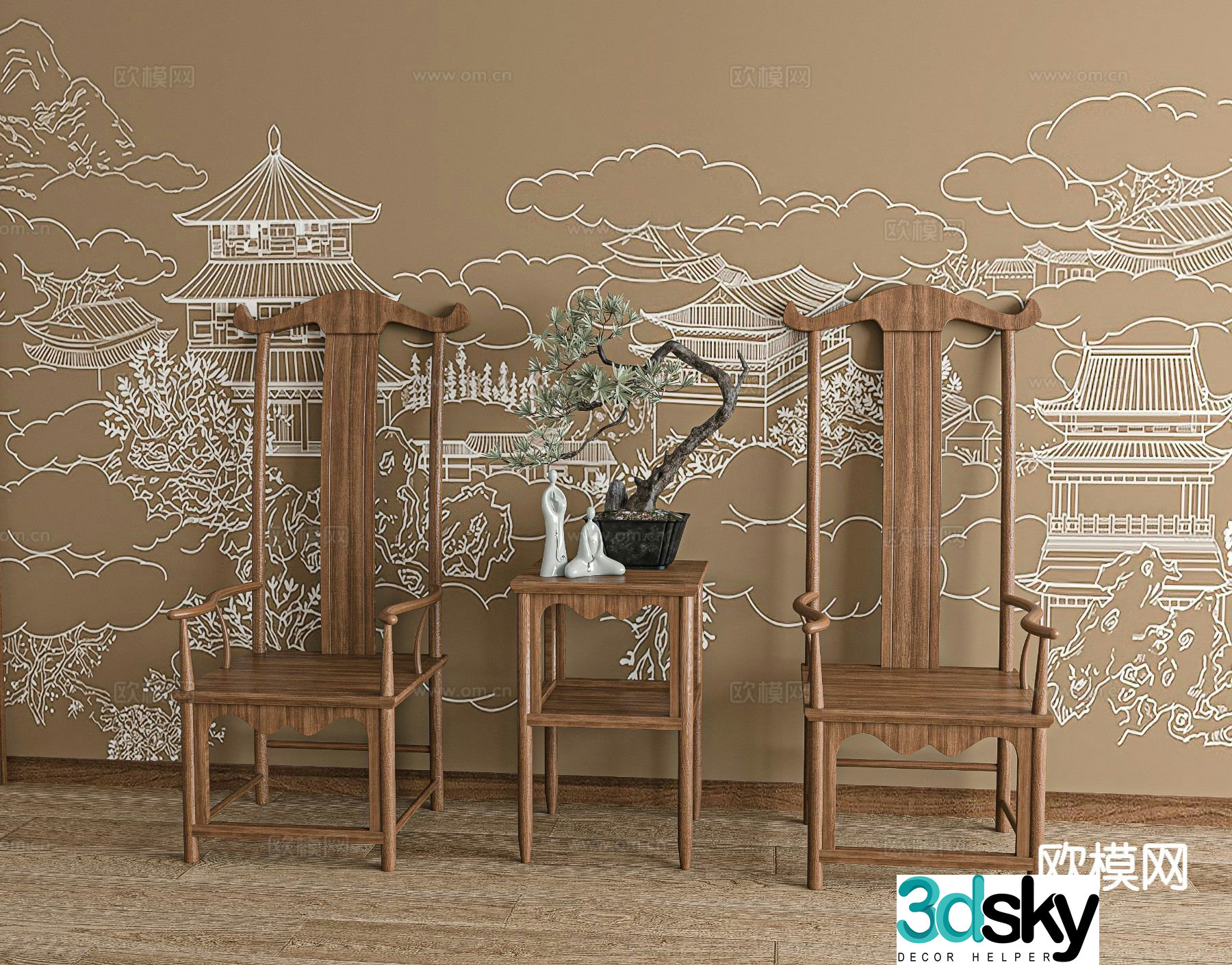 Chinese style chair official hat chair Taishi chair single chair 3D model