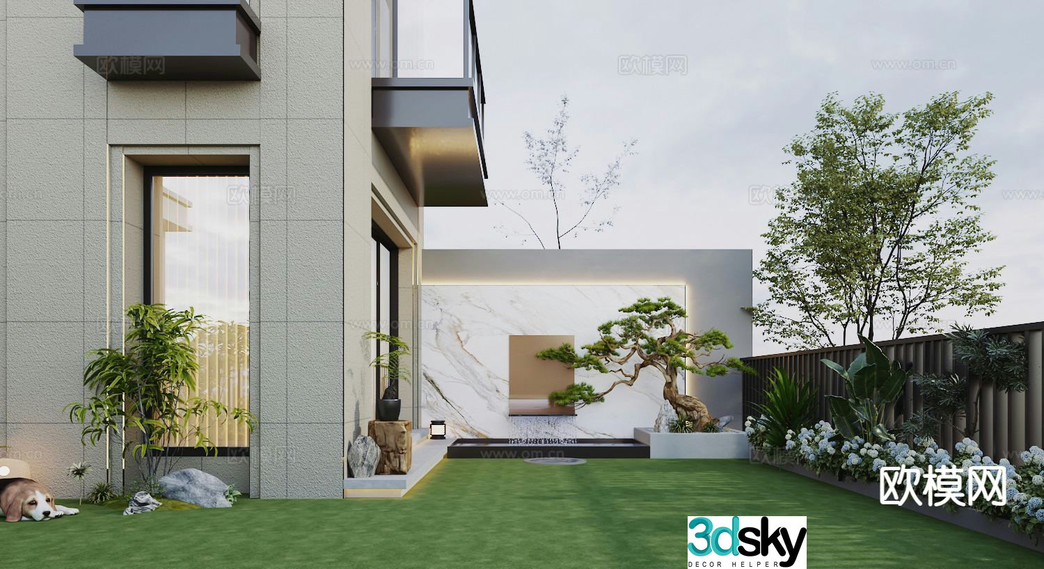 Villa courtyard garden landscape 3d model