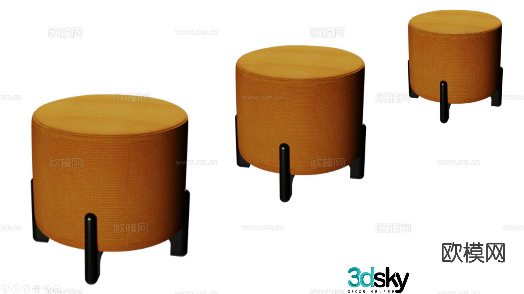 Modern round stool stool sofa stool 3d model