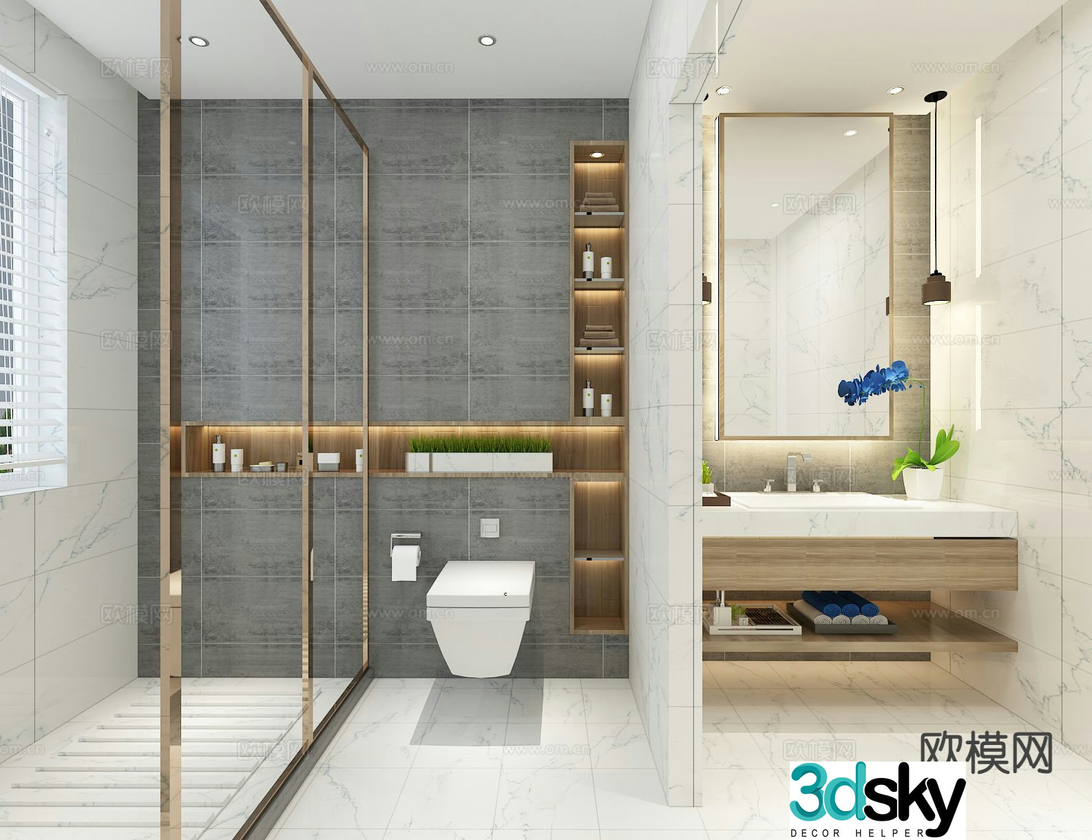 Light luxury bathroom bathroom 3d model