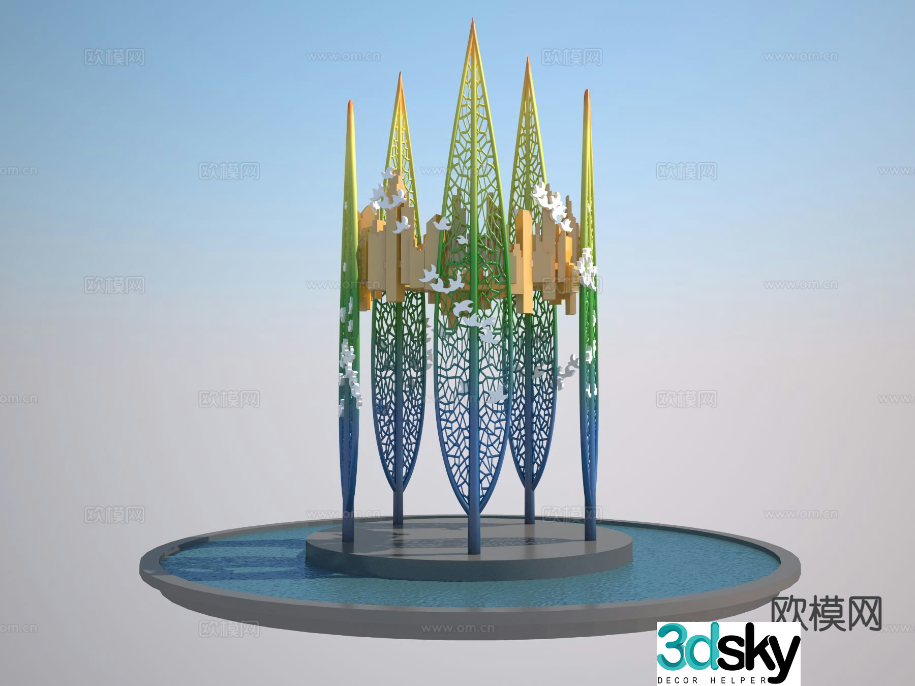 Livable ecological city sculpture 3D model