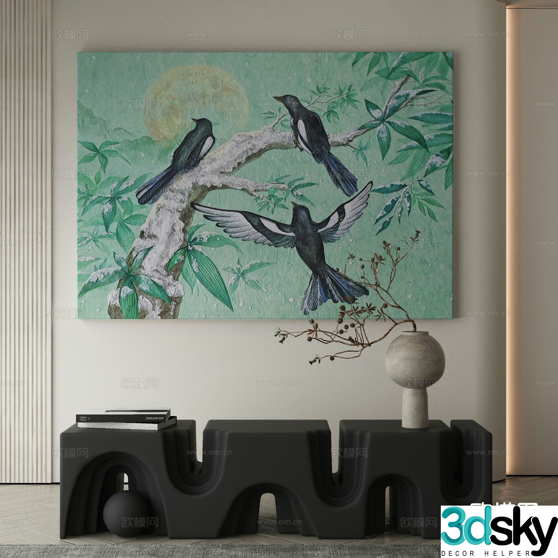 New Chinese style decorative painting flower and bird painting 3D model