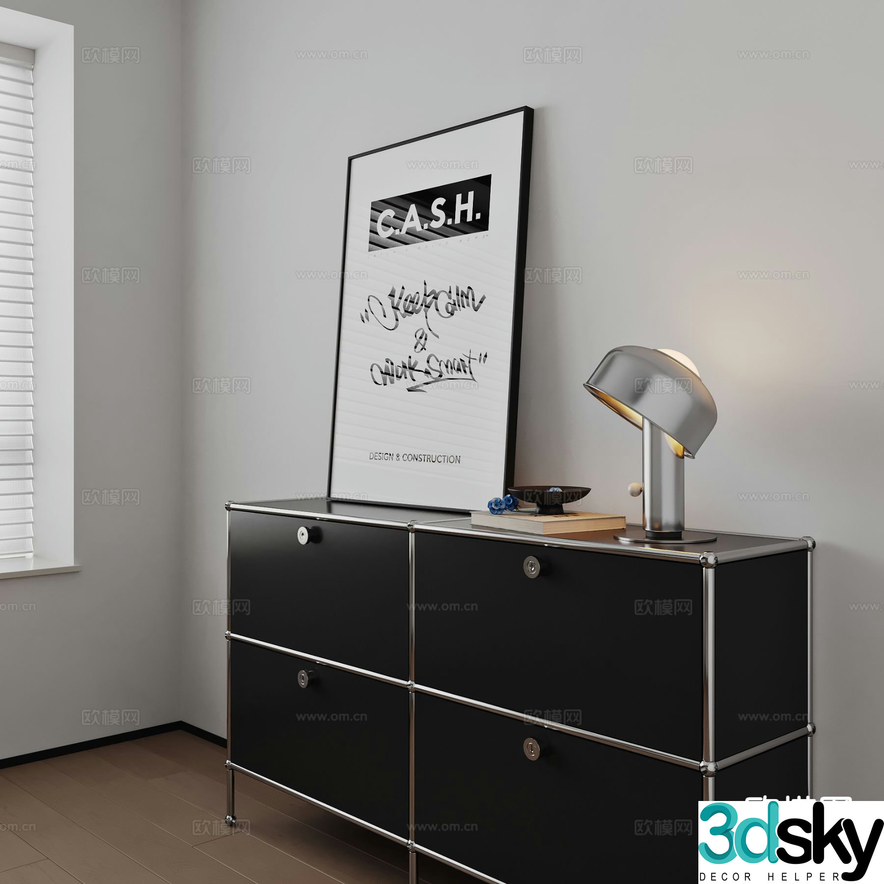 Modern side cabinet chest 3d model