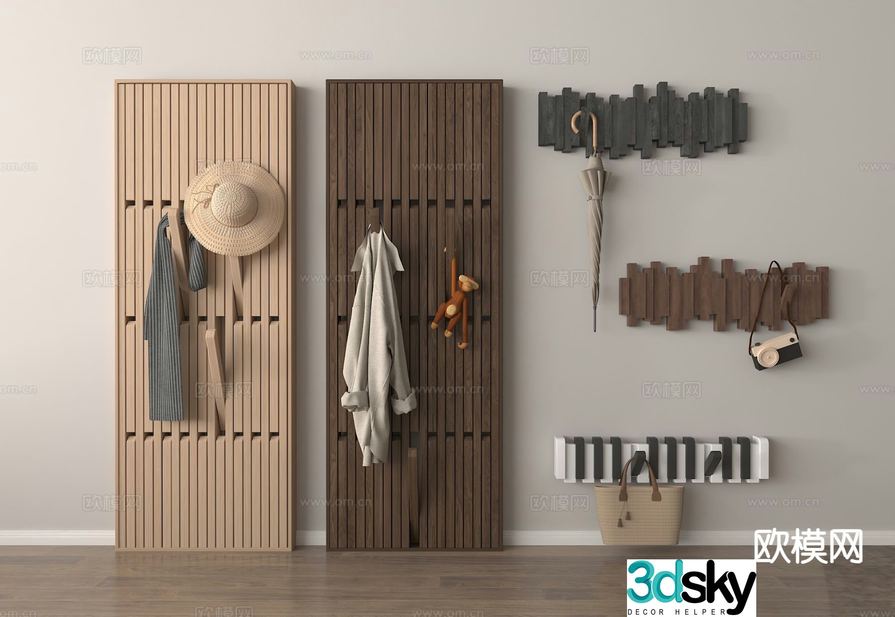 Piano key clothes hanger entrance clothes hook 3D model