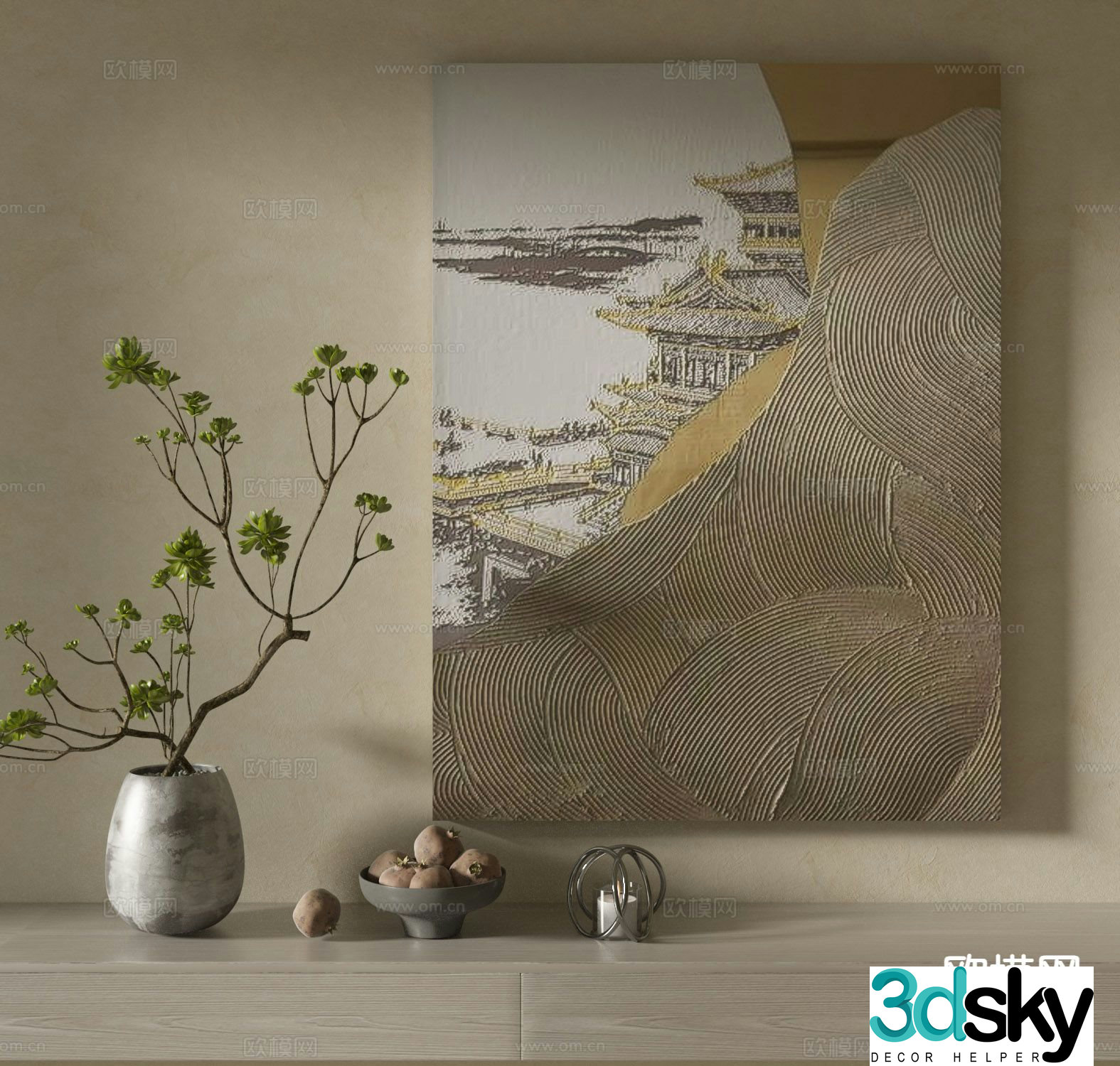 Chinese architectural painting texture decorative painting 3d model