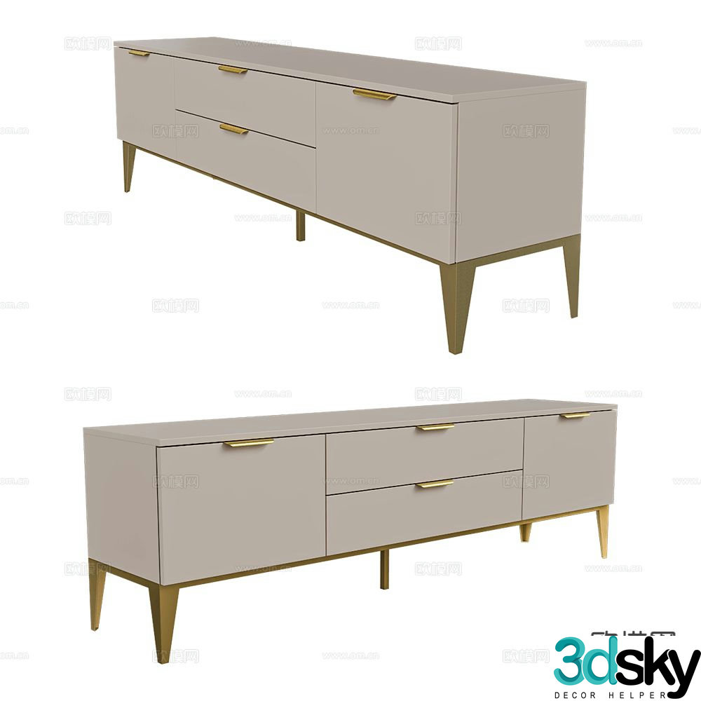 Mister light luxury TV cabinet 3D model