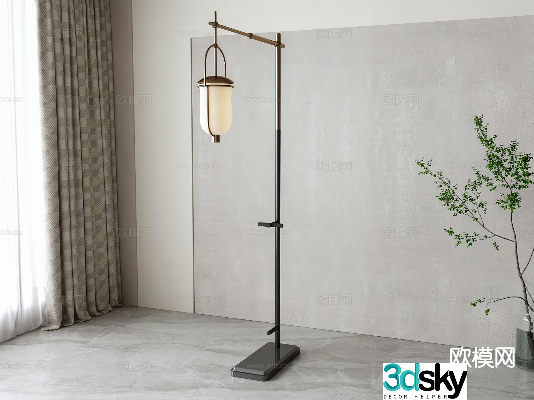 New Chinese style floor lamp 3d model