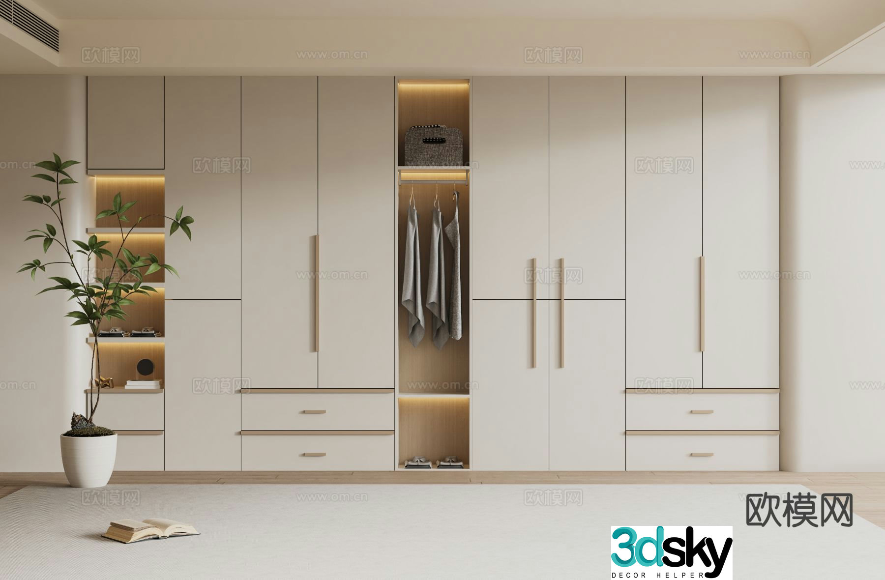 Cream style wardrobe 3d model