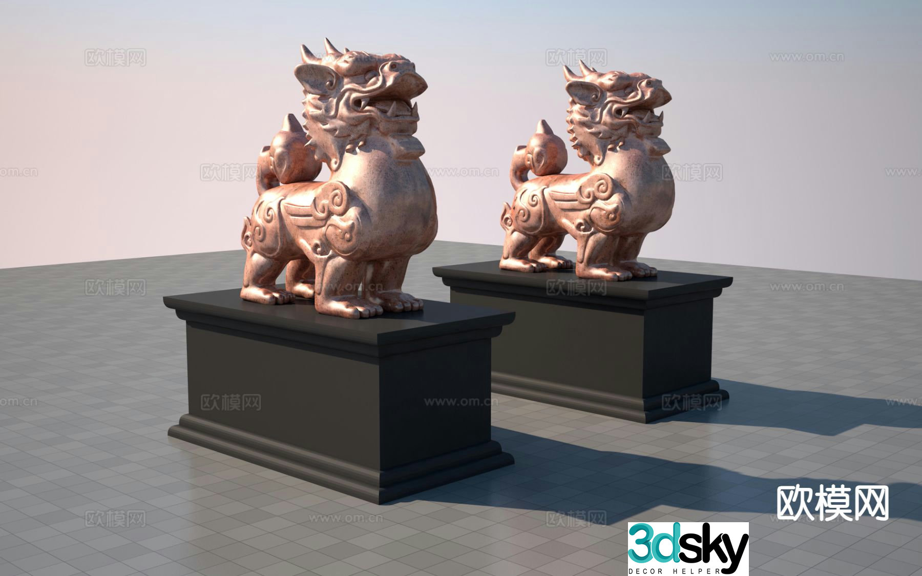 Chinese style unicorn sculpture 3d model